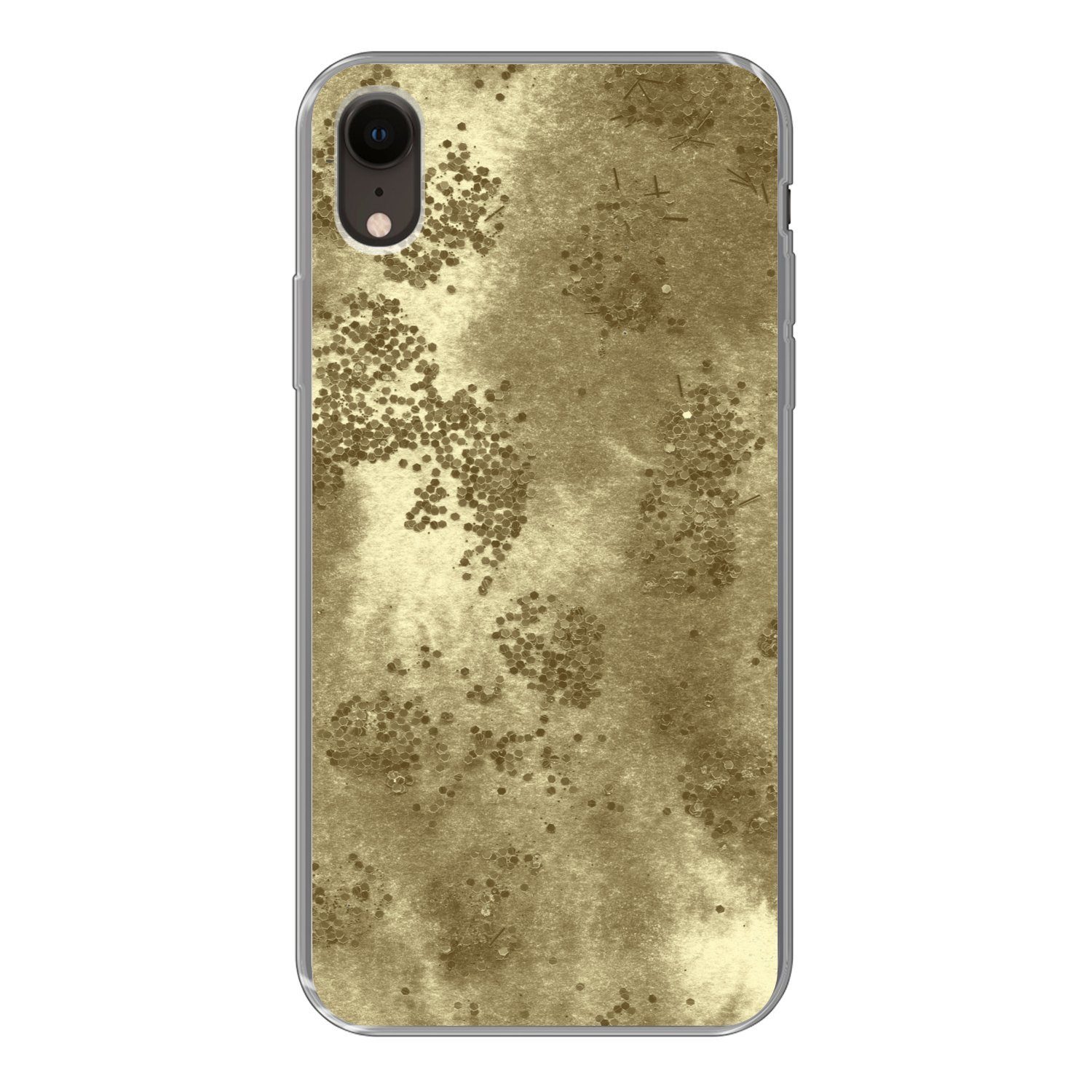 MuchoWow Handyhülle für Apple iPhone XR Gold - Glitzer - Textur, Smartphone-Bumper, Print, Handy Schutzhülle Dünn