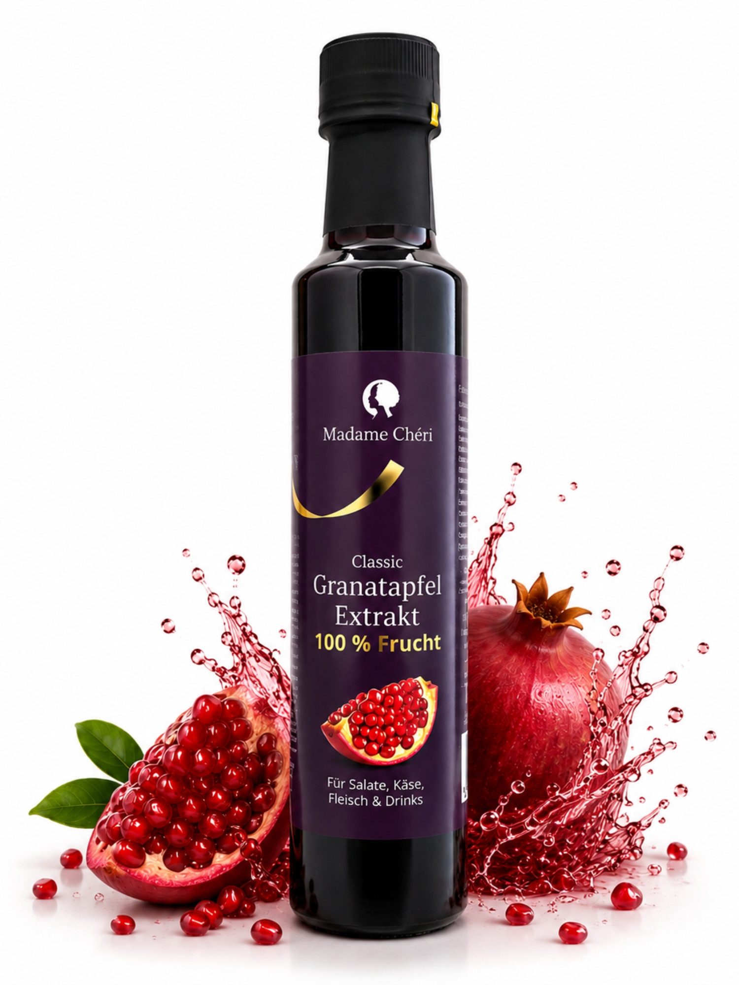 Madame Chéri Sirup Premium Granatapfelextrakt 100% Frucht, 330 g, 100 % Granatapfelextrakt, ohne Zusatzstoffe, vielseitig verwendbar