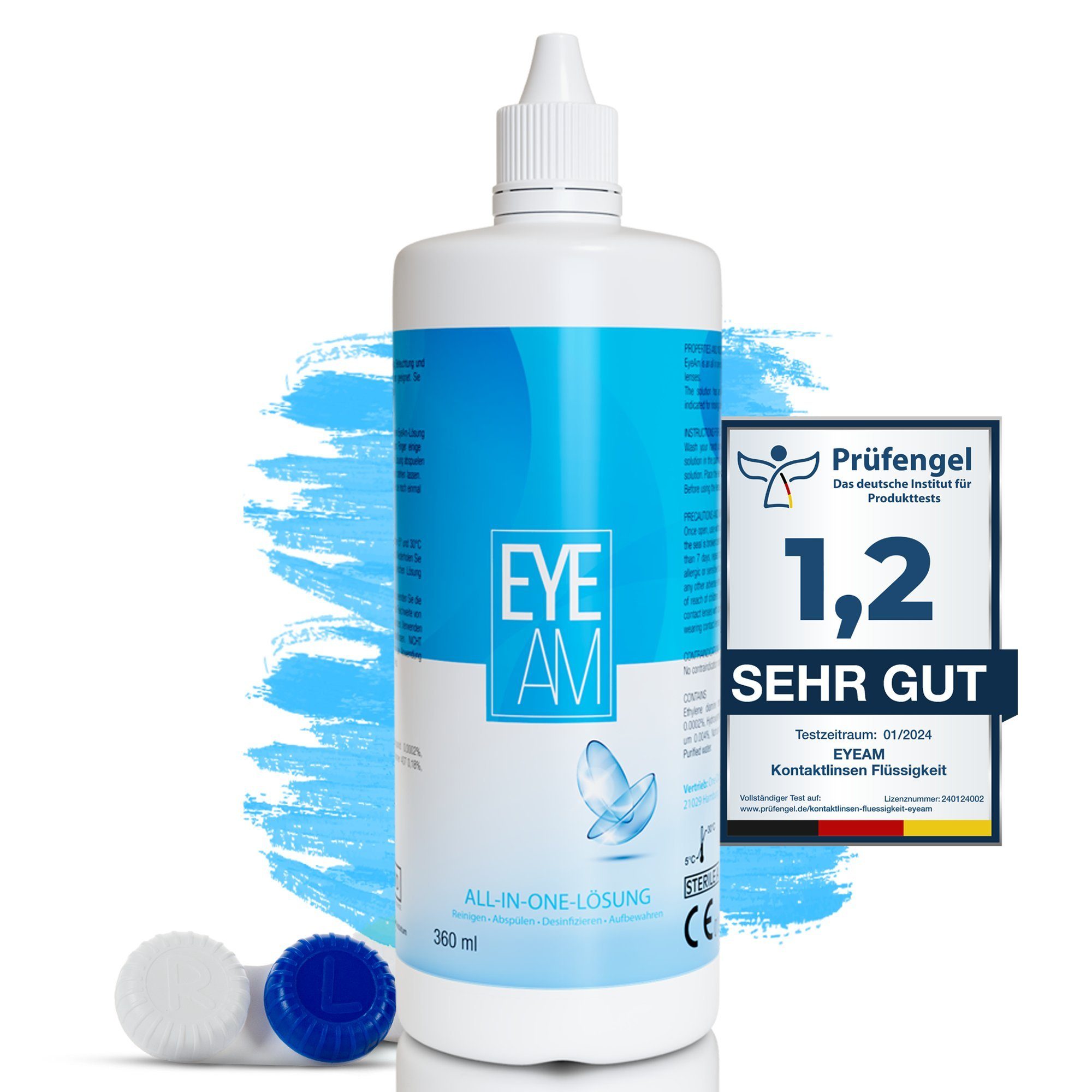 EyeAm Kontaktlinsenflüssigkeit All-In-One Lösung für das Reinigen von weichen Kontaktlinsen