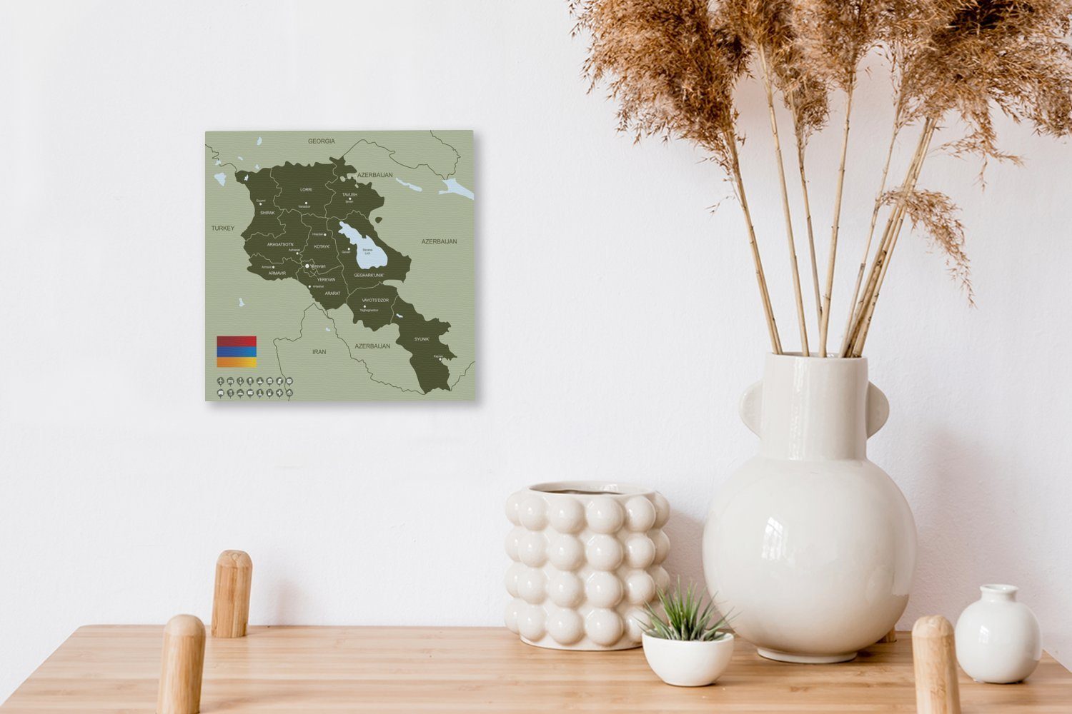 OneMillionCanvasses® Leinwandbild Eine Illustration für einer grünen St), (1 Karte Schlafzimmer Wohnzimmer Bilder von Leinwand Armenien