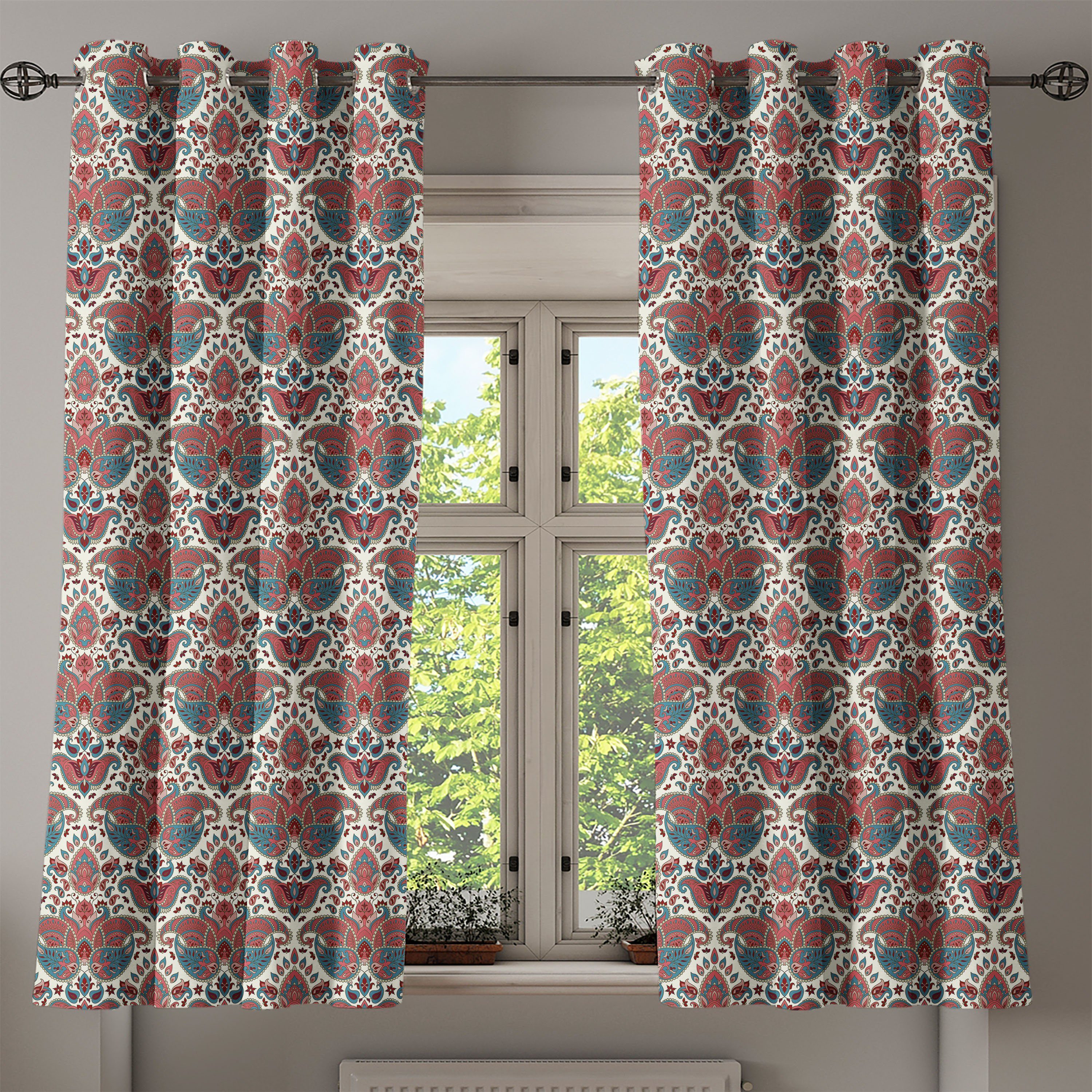Abakuhaus, Gardine Wohnzimmer, Dekorative Oriental Schlafzimmer Persisch für 2-Panel-Fenstervorhänge Paisley