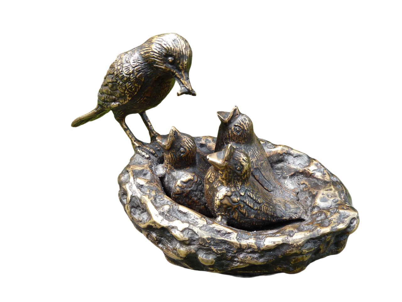 IDYL Dekofigur IDYL Bronze-Skulptur Vogelnest, Bronze sehr robust witterungsbeständig gegen Frost und UV-Strahlung