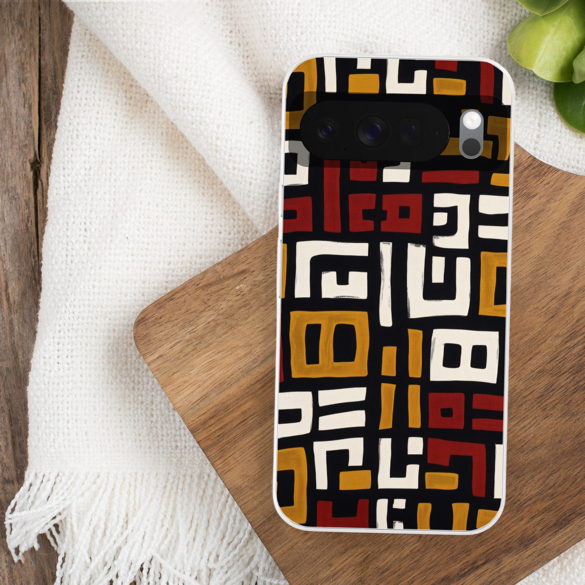 MuchoWow Handyhülle für Google Pixel 10 Abstrakt - Muster - Rot, Phone Case, Silikon, Schutzhülle Dünn