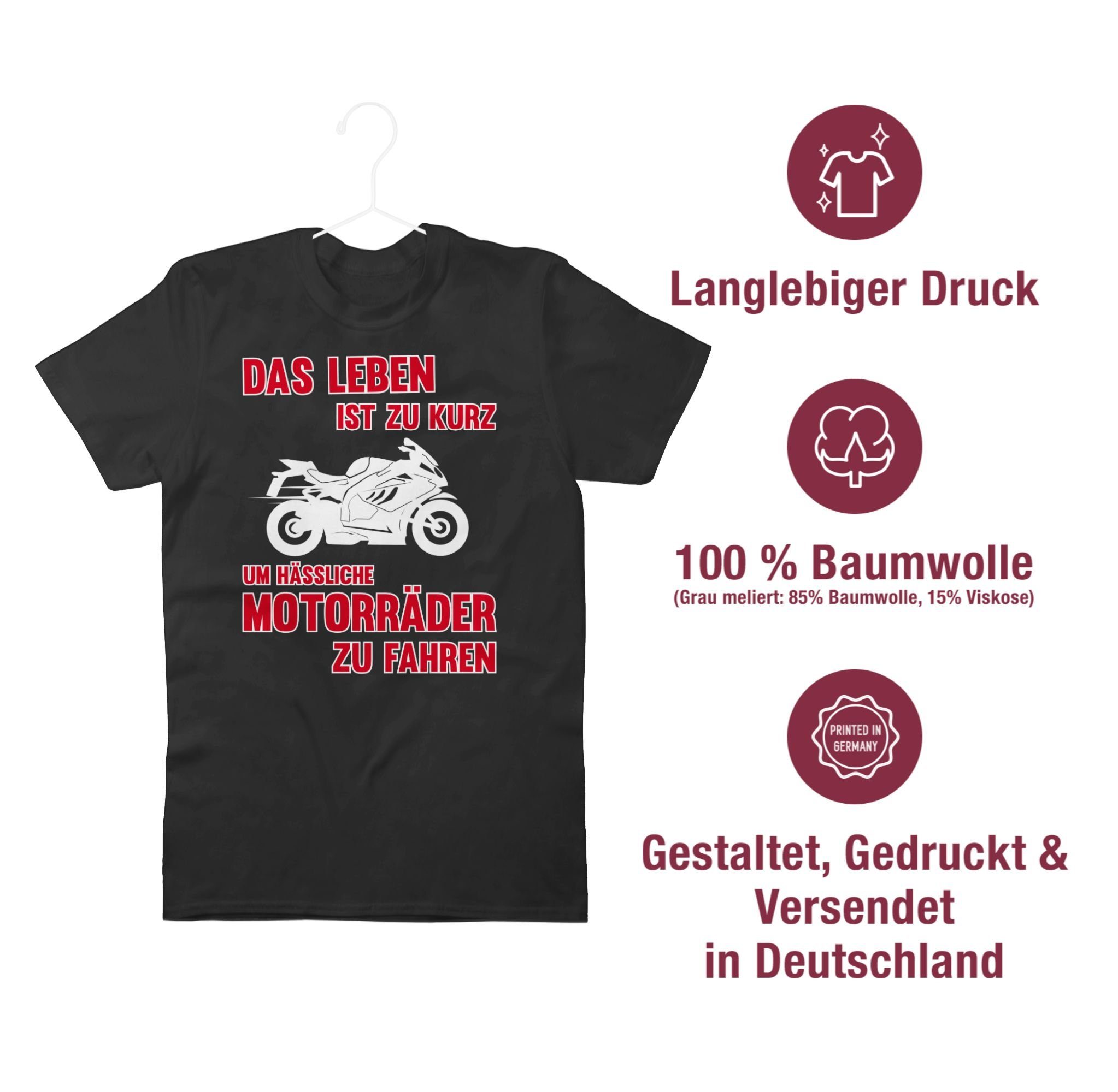 Biker zu 1 Leben Motorrad Shirtracer zu um fahren hässliche kurz Schwarz 3 ist T-Shirt Das Motorräder