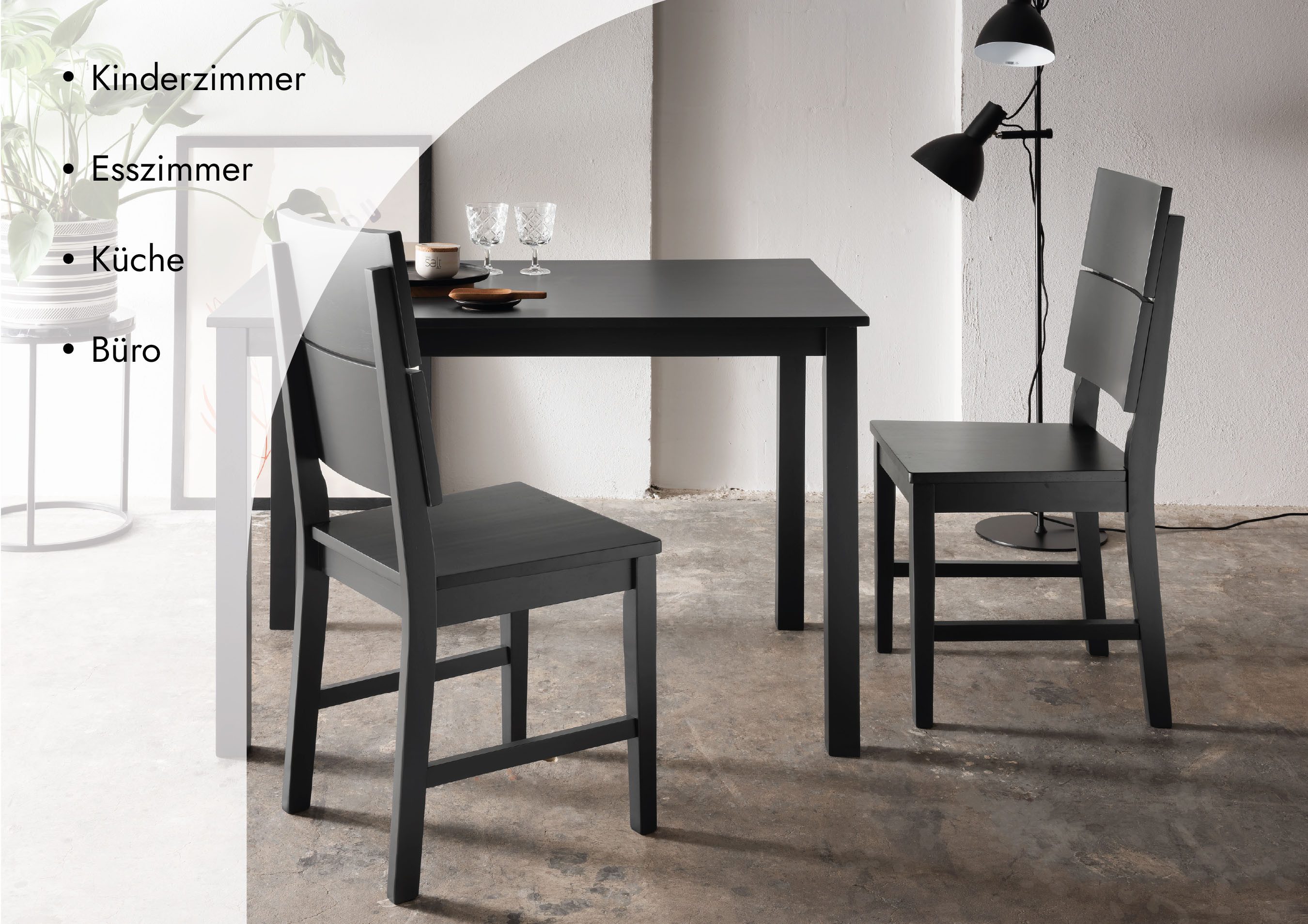 Woodroom Essgruppe Kota, (aus Hevea Massivholz, lackiert, Esstisch 110x70cm günstig online kaufen