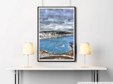Sinus Art Poster Landschaftsfotografie 60x90cm Poster Niagara Wasserfall im Winter