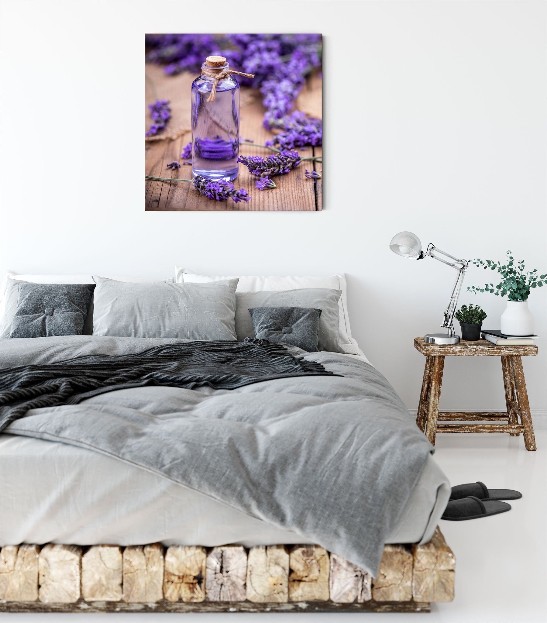 Leinwandbild Leinwandbild fertig Lavendelblüten, Zackenaufhänger (1 St), inkl. bespannt, Frische Lavendelblüten Frische Pixxprint