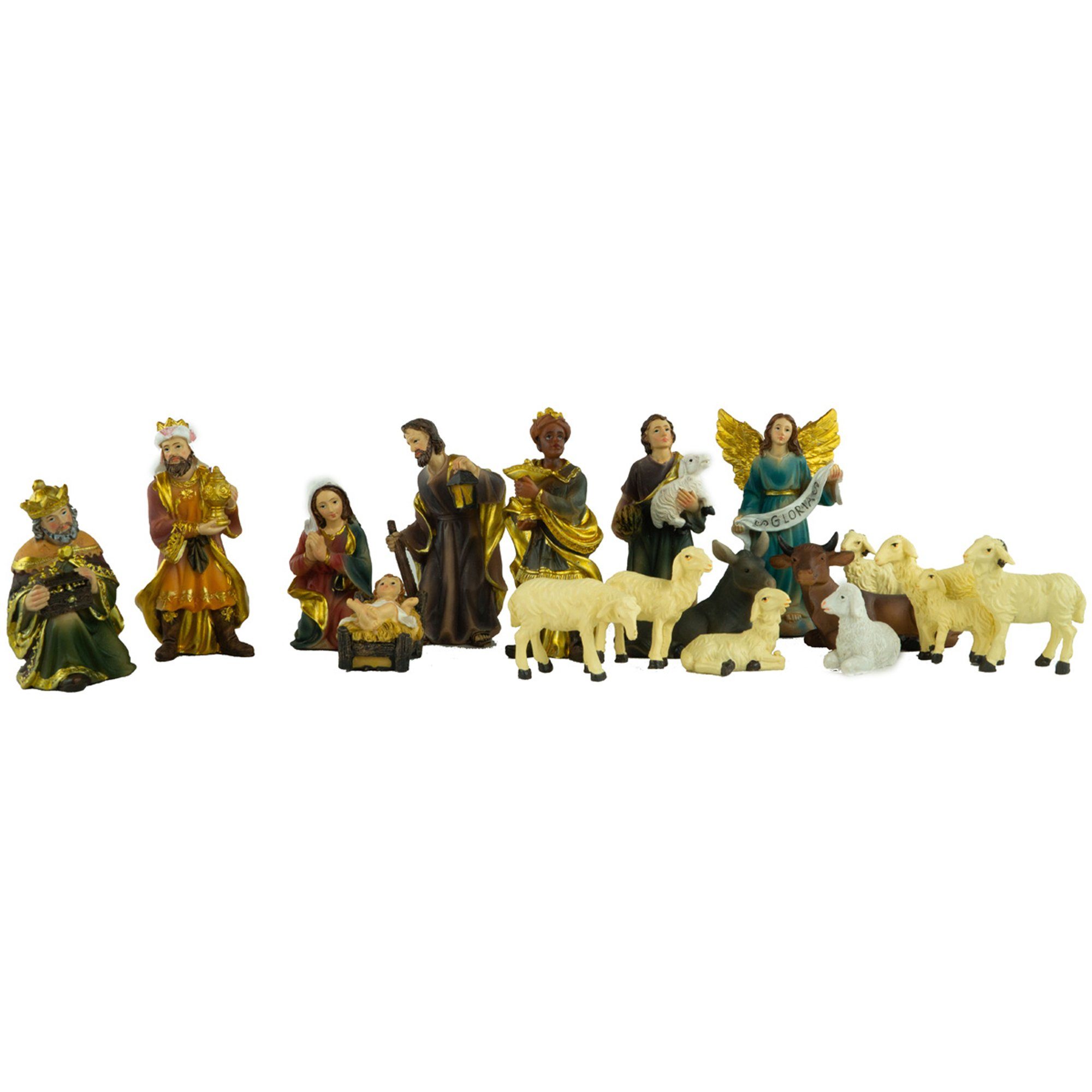 dekoprojekt Krippenfigur Krippenfiguren 17-tlg. K 604-S (Set, 17 St., 17-tlg), handbemalte Krippenfiguren