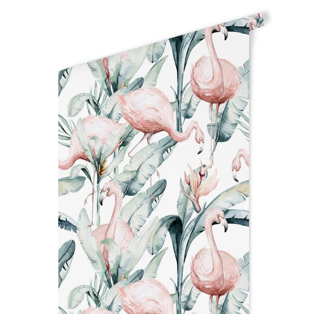 K&L Wall Art Mustertapete Kinderzimmer Vliestapete Tropische Dschungel Flamingo Vogeltapete, Flamingo Tapete