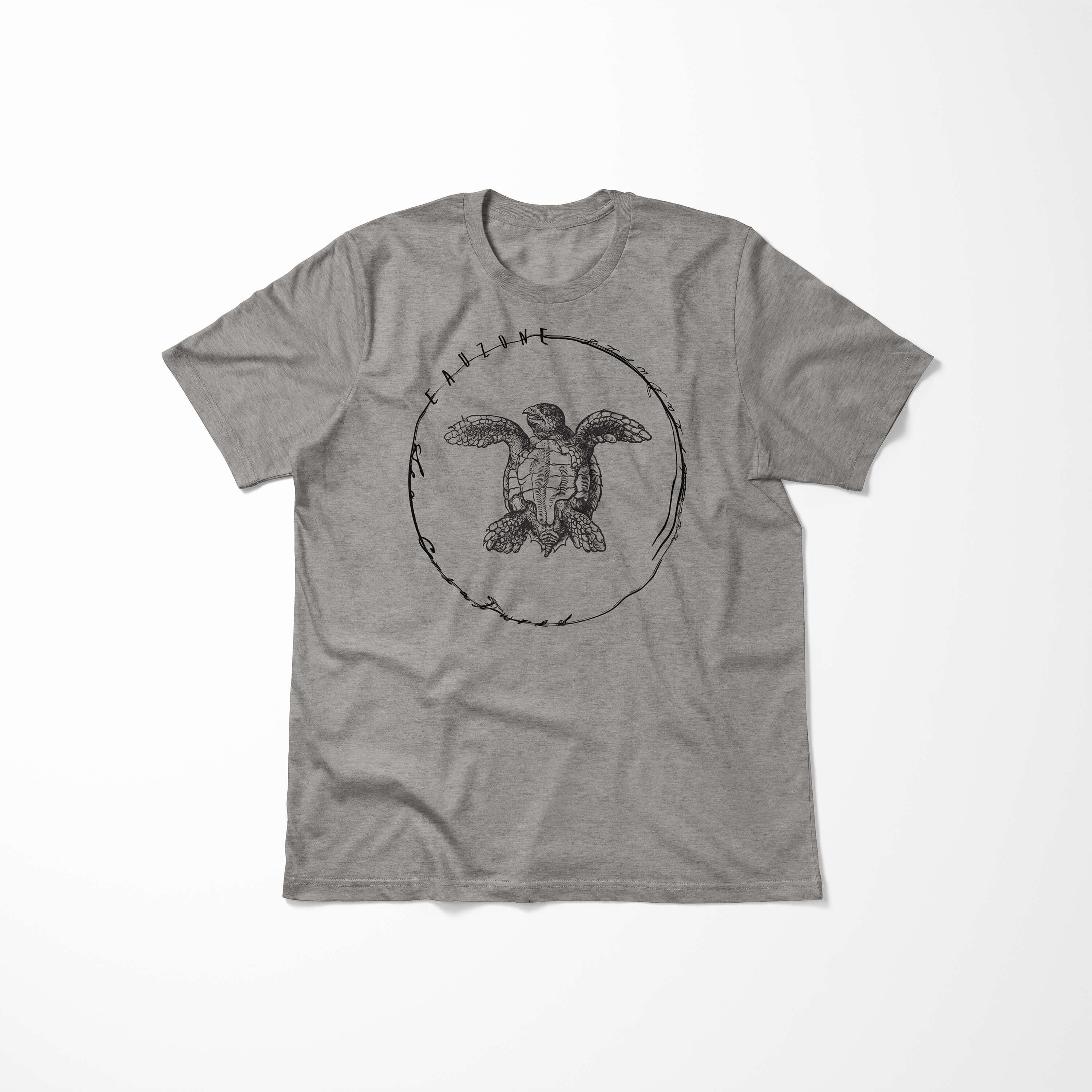 - Tiefsee T-Shirt / Creatures, Sinus Art sportlicher 048 Ash Fische Struktur feine Serie: und T-Shirt Sea Schnitt Sea