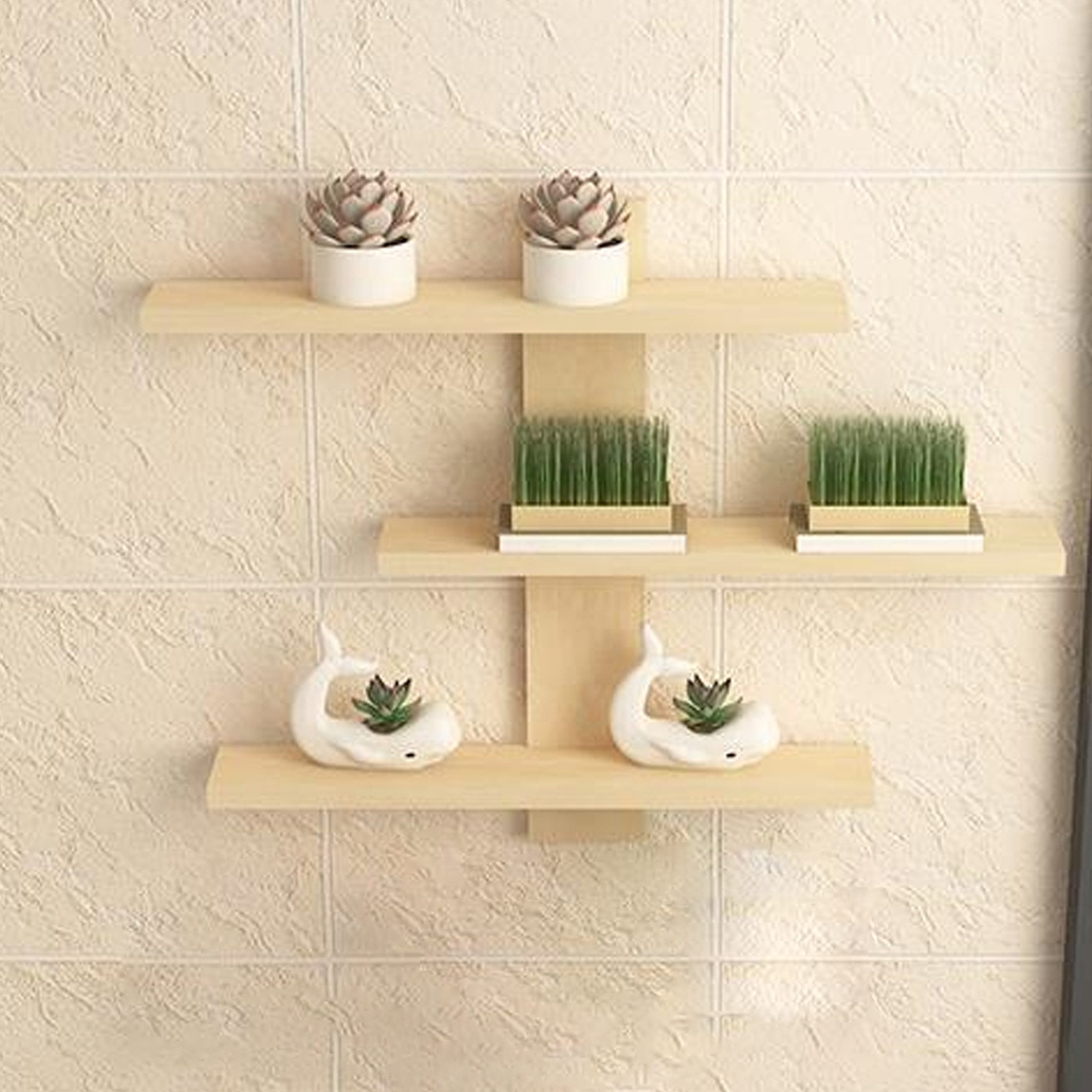 Wandregal 50*50*14cm Holz Wandboard, 3 Etagen Schweberegal, Hängeregal,Dekoregal