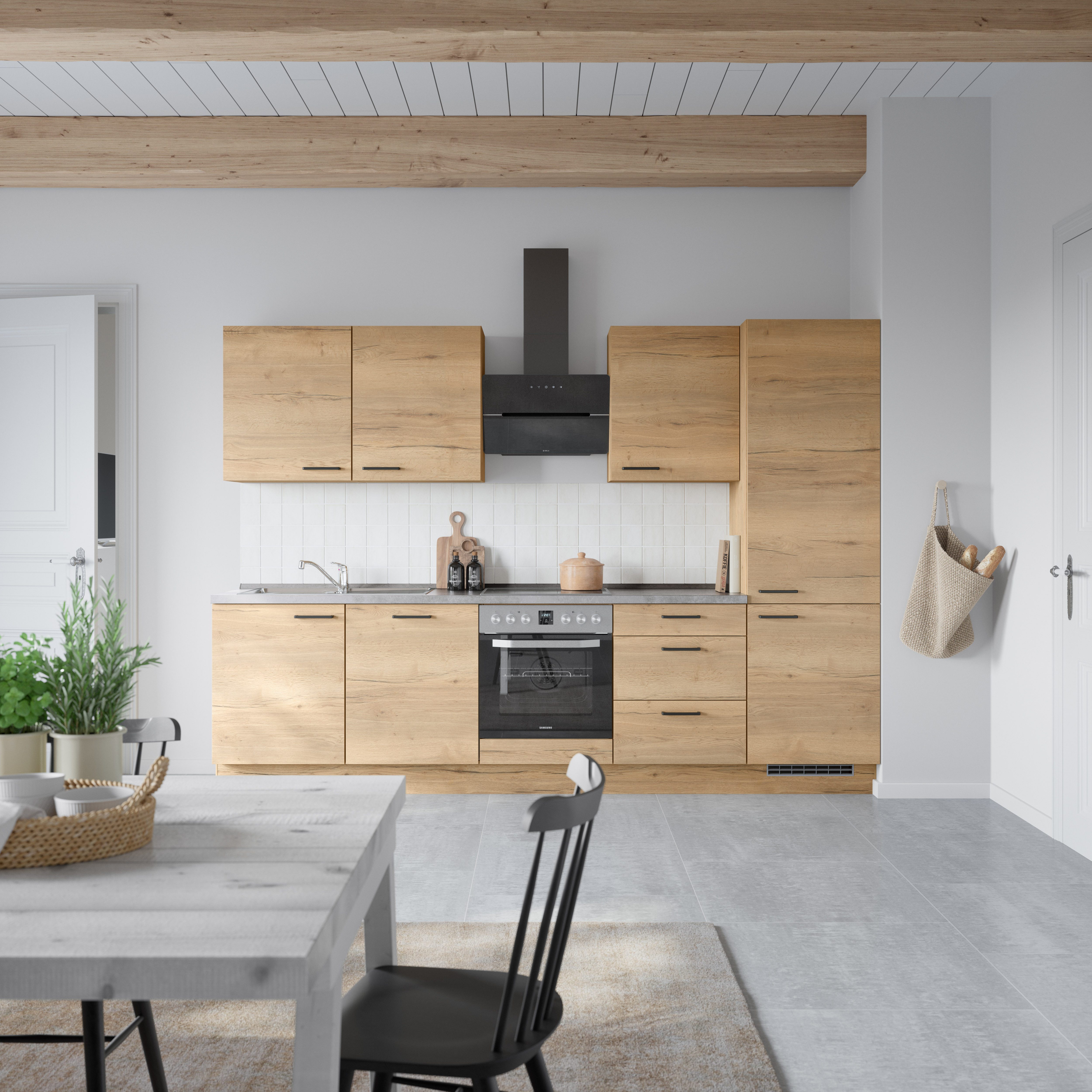 nobilia® Küchenzeile "Structura II", NEU: individuell anpassbar mit gratis Profi-Beratung, vormontiert, Breite 300 cm, Ausrichtung wählbar, wahlw. mit E-Geräten