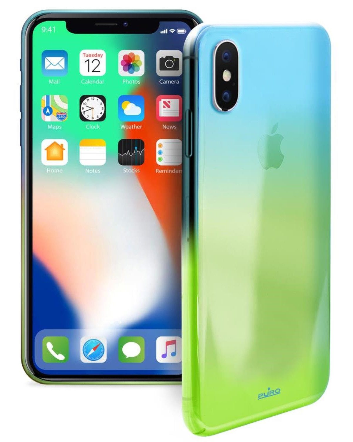 Puro Handyhülle Hologram Cover Case Schutz-Hülle Klar Farb-Verlauf, passend für Apple iPhone X / Xs transparentes Polycarbonat, Anti-Kratz