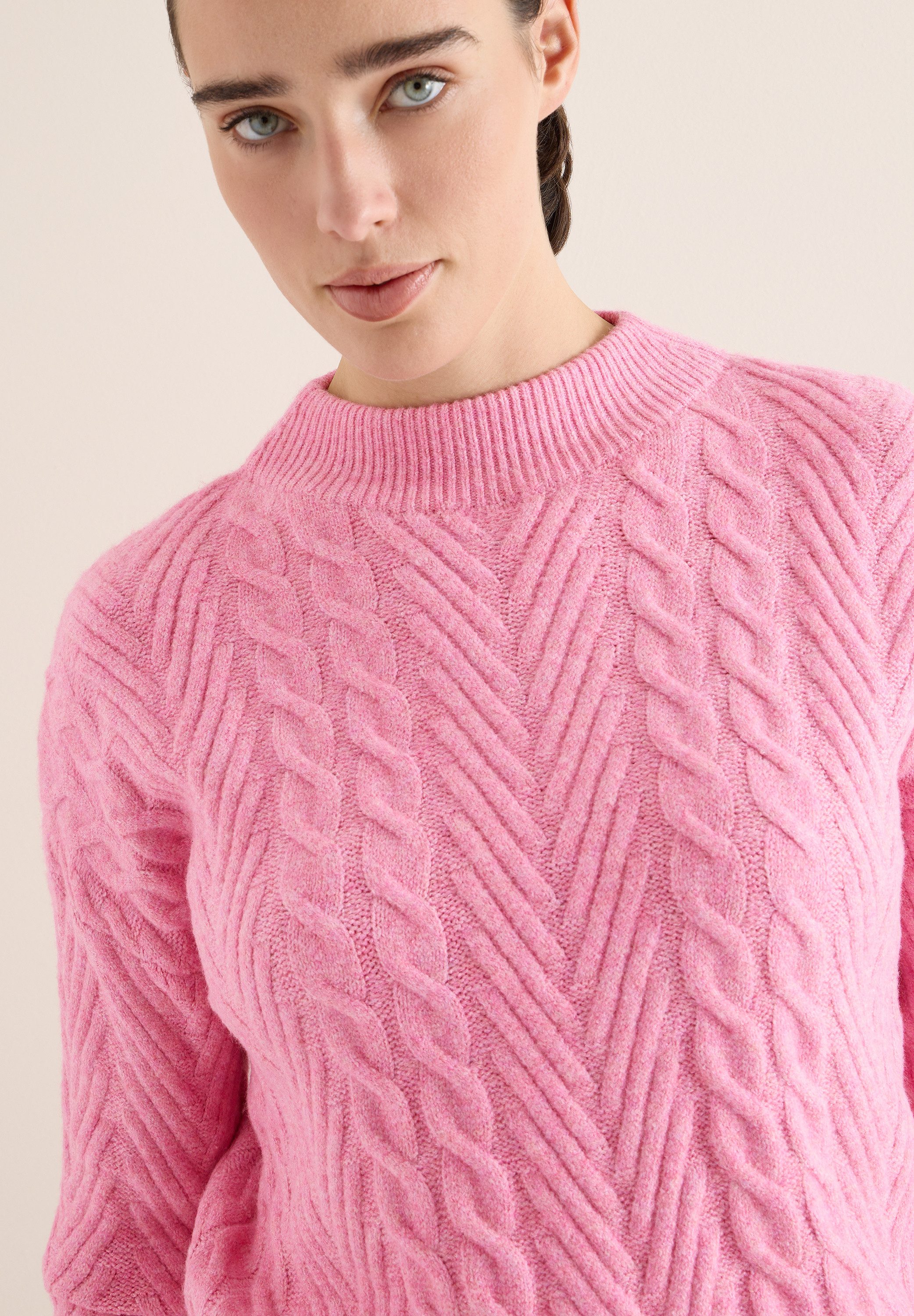 CECIL Strickpullover mit Turtle Neck, Zopfmuster