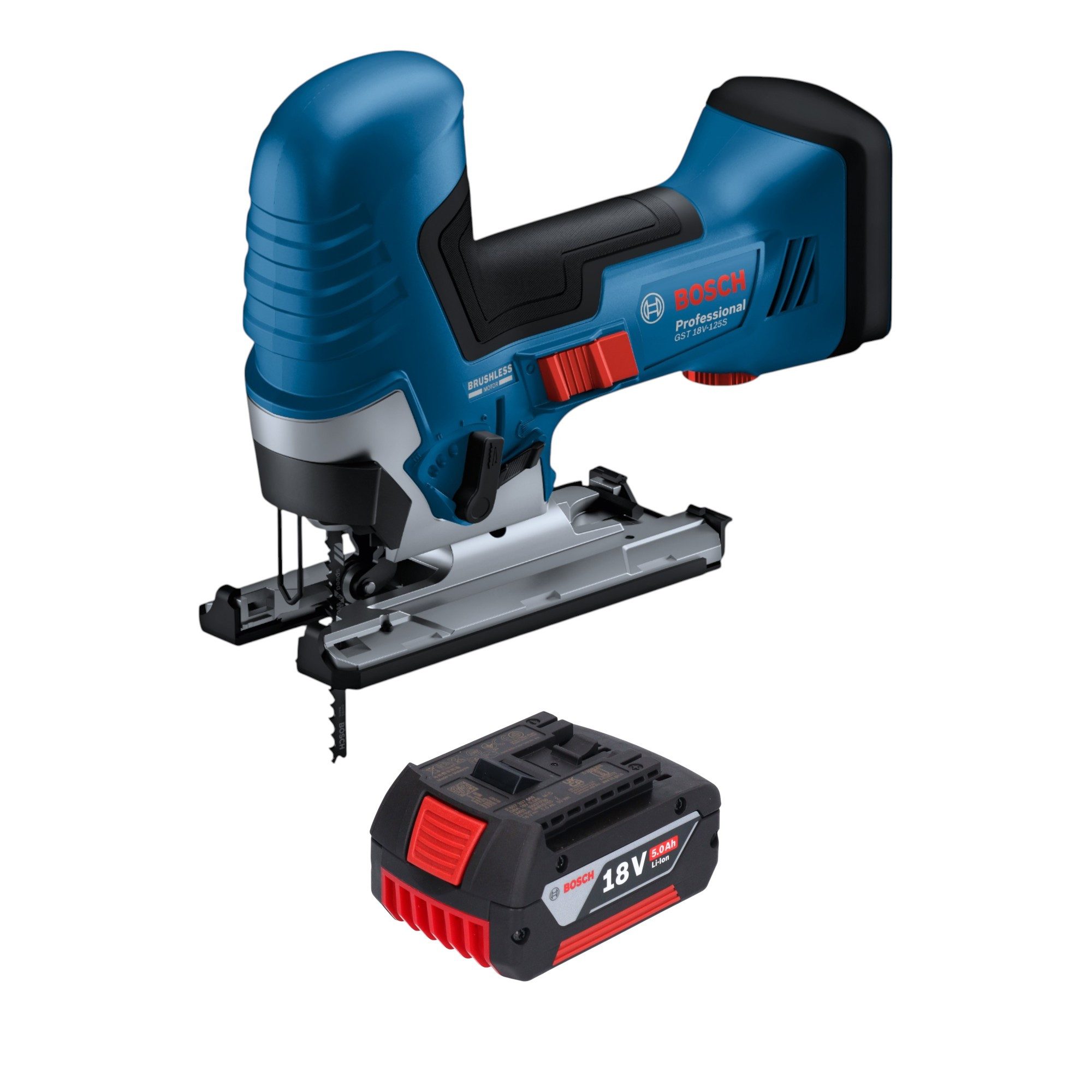 Bosch Professional Akku-Stichsäge GST 18V-125 S Professional 18 V 125 mm Brushless + 1x Akku 5,0 Ah