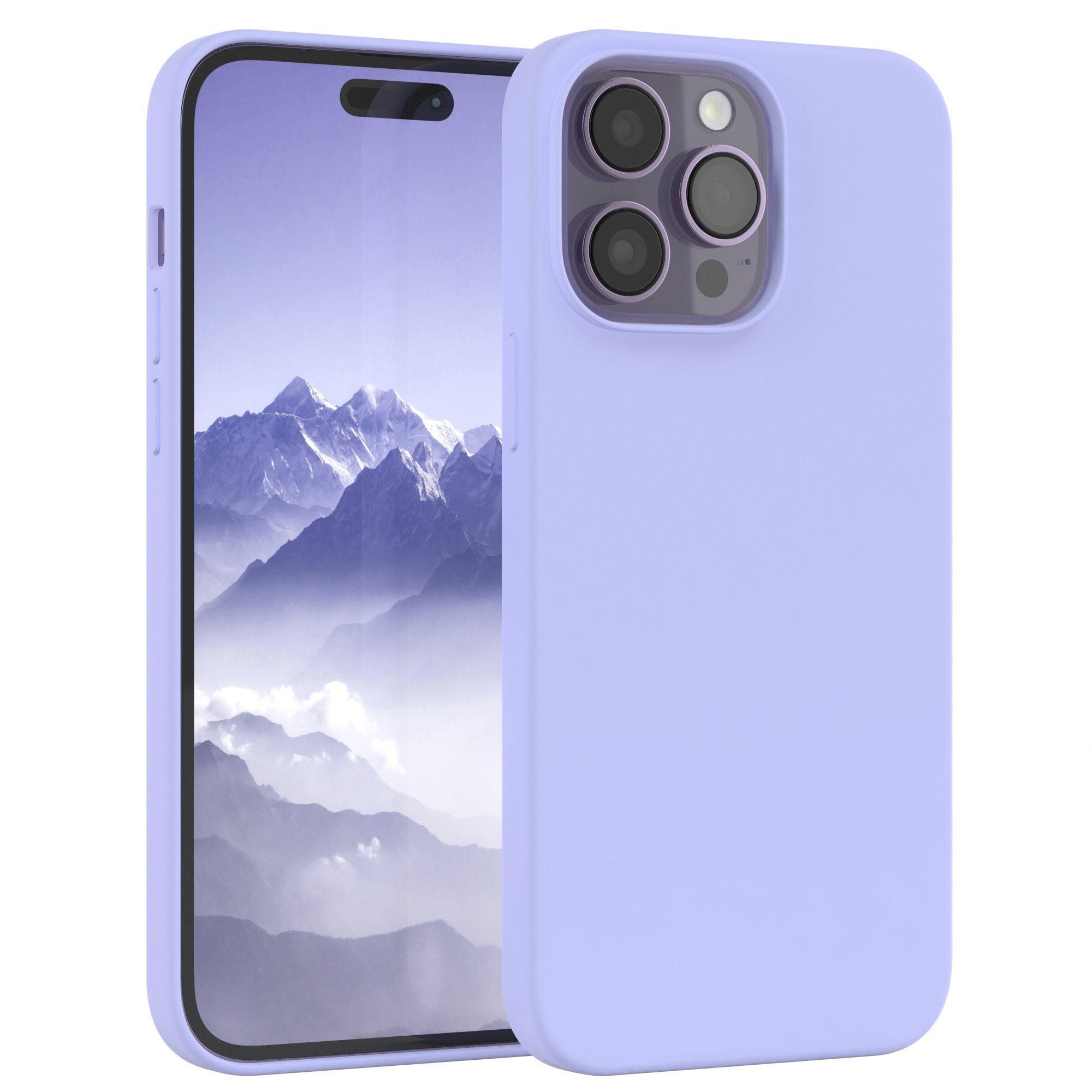 EAZY CASE Handyhülle Premium Silikon Case für Apple iPhone 14 Pro Max 6,7 Zoll, Handytasche aus Silikon Slimcover stoßfest Violett / Lila Lavendel
