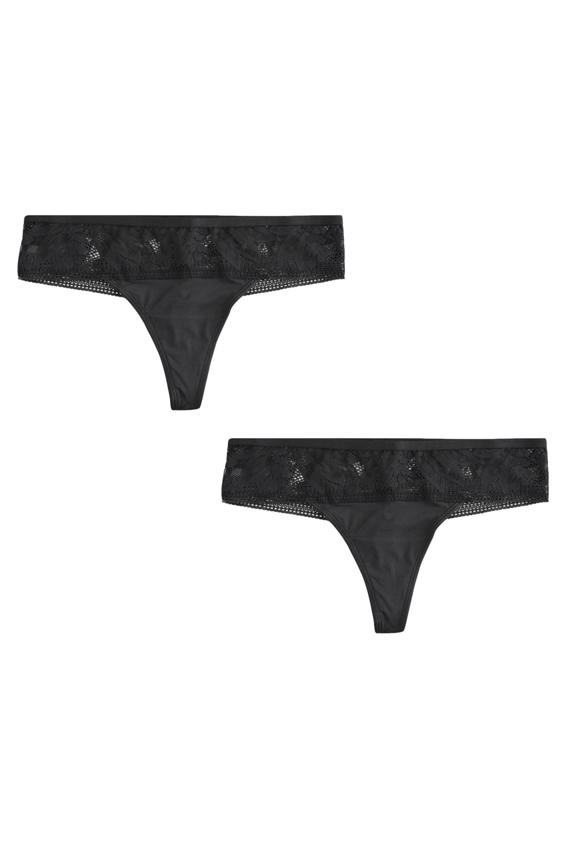 String Slips aus Mikrofasern + Spitze im 2er-Pack, Tanga