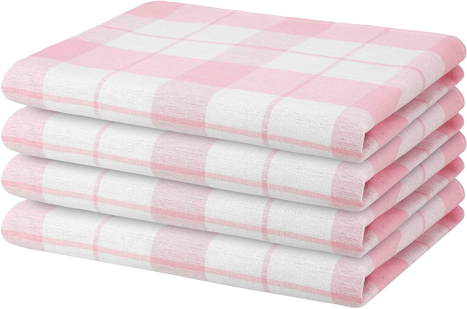 Hometex Premium Textiles Geschirrtuch 4er Set Geschirrtücher Grubentücher, Aus 100% Baumwolle, Extra saugfähig und schnell trocknend, 50 x 70 cm Rosé