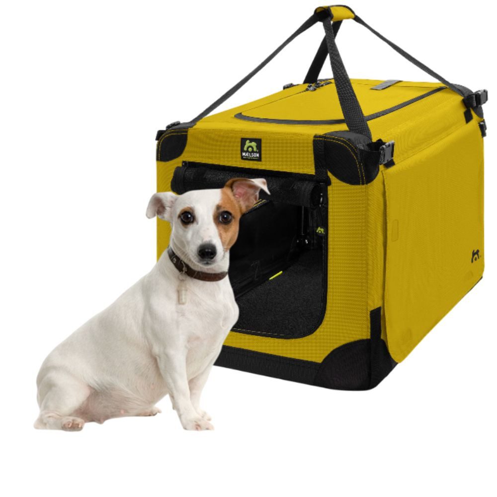 MAELSON Hunde-Transportbox Soft Kennel faltbare Hundebox in 3 Größen - Saffron Yellow