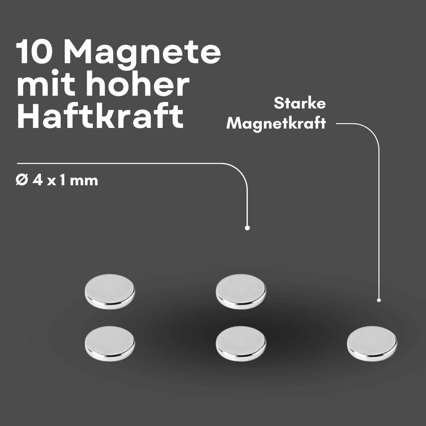 MaajeeKuto Magnet Neodym Magnet Ø4x1 mm N42 – Scheibenmagnet 163 g Haftkraft (10-St)