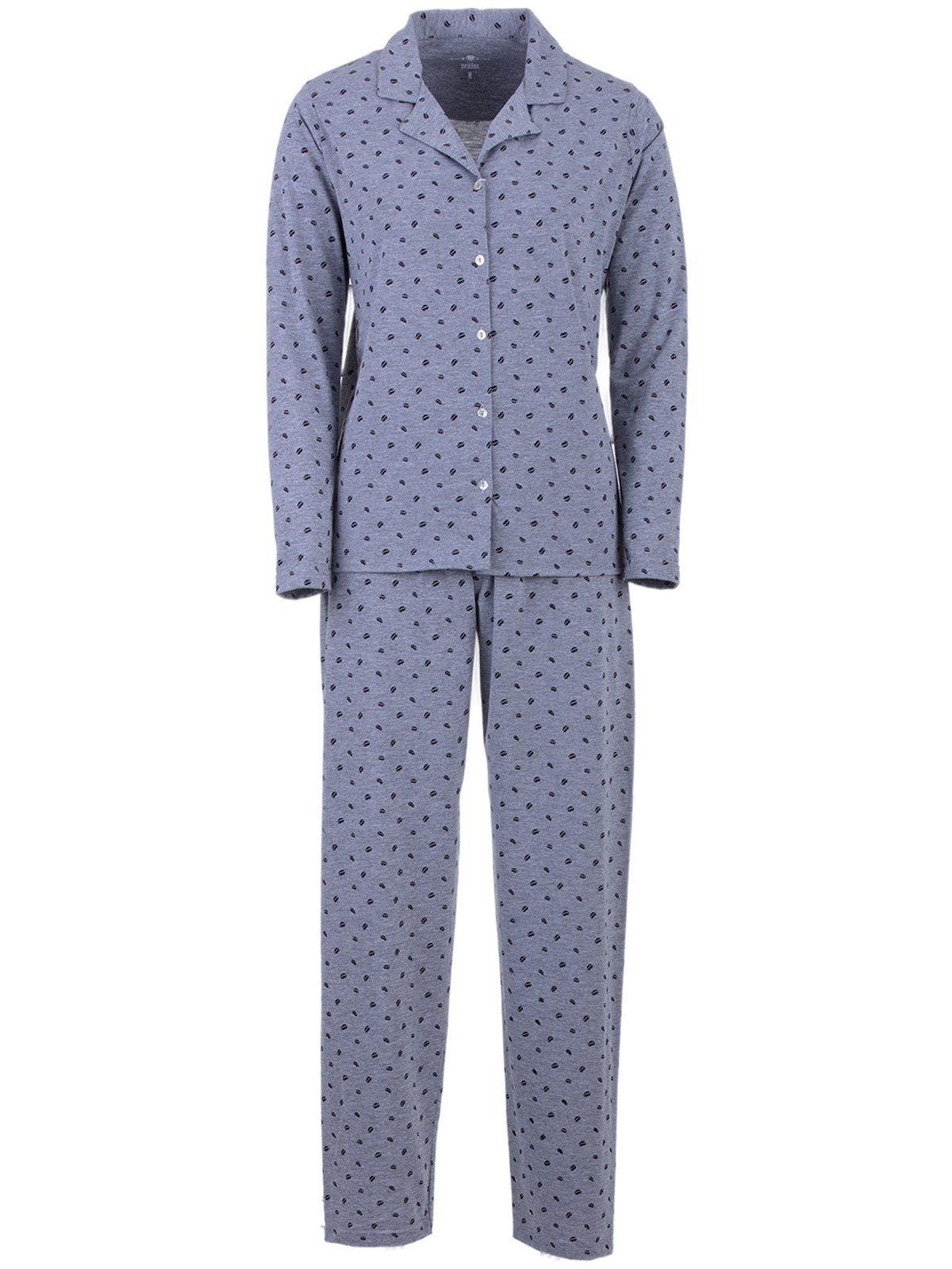 zeitlos Schlafanzug Pyjama Set Langarm - Kussmund grau