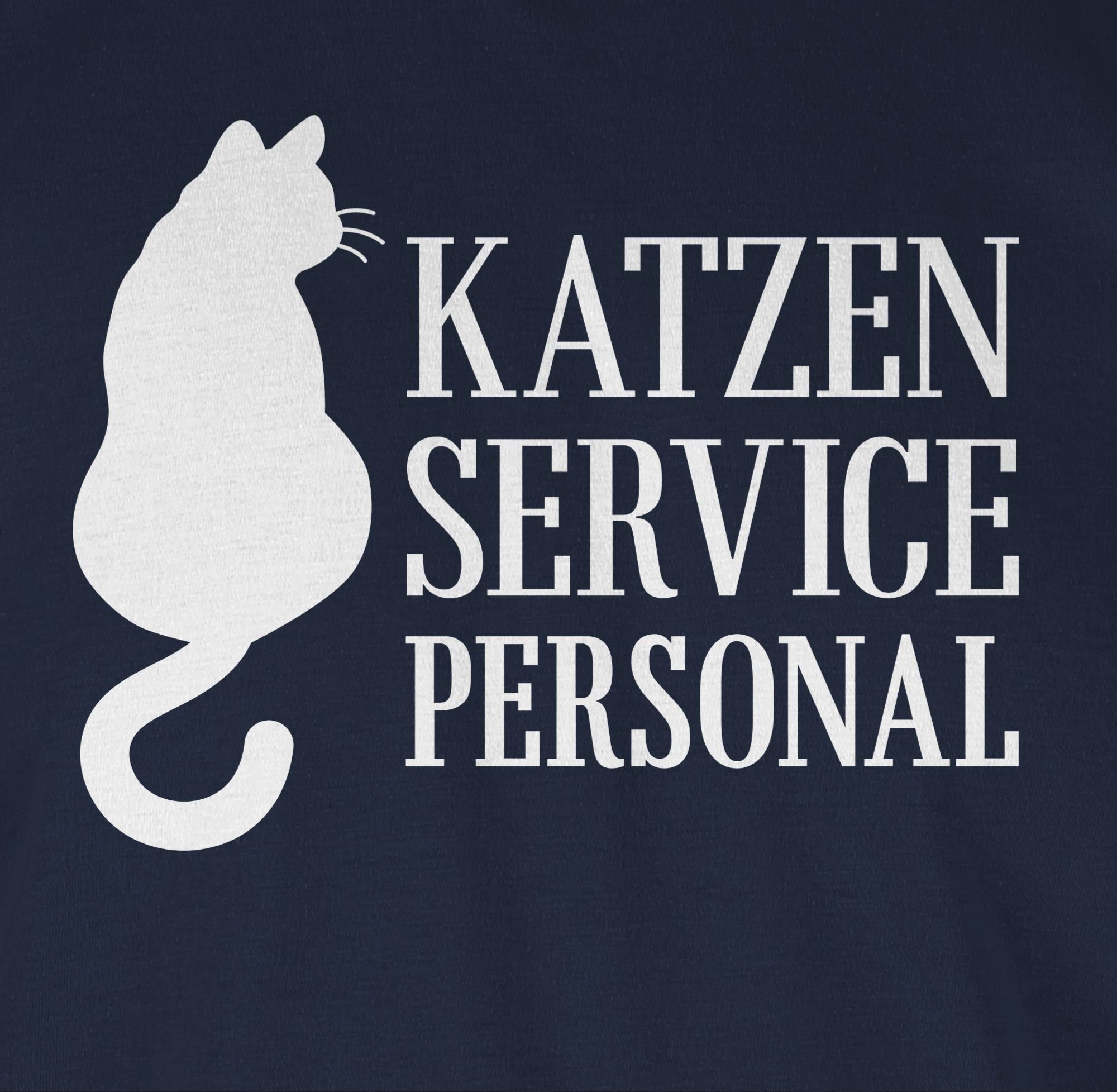 Shirtracer T-Shirt Katzen Servicepersonal weiß Navy Geschenk 02 Katzenbesitzer Blau