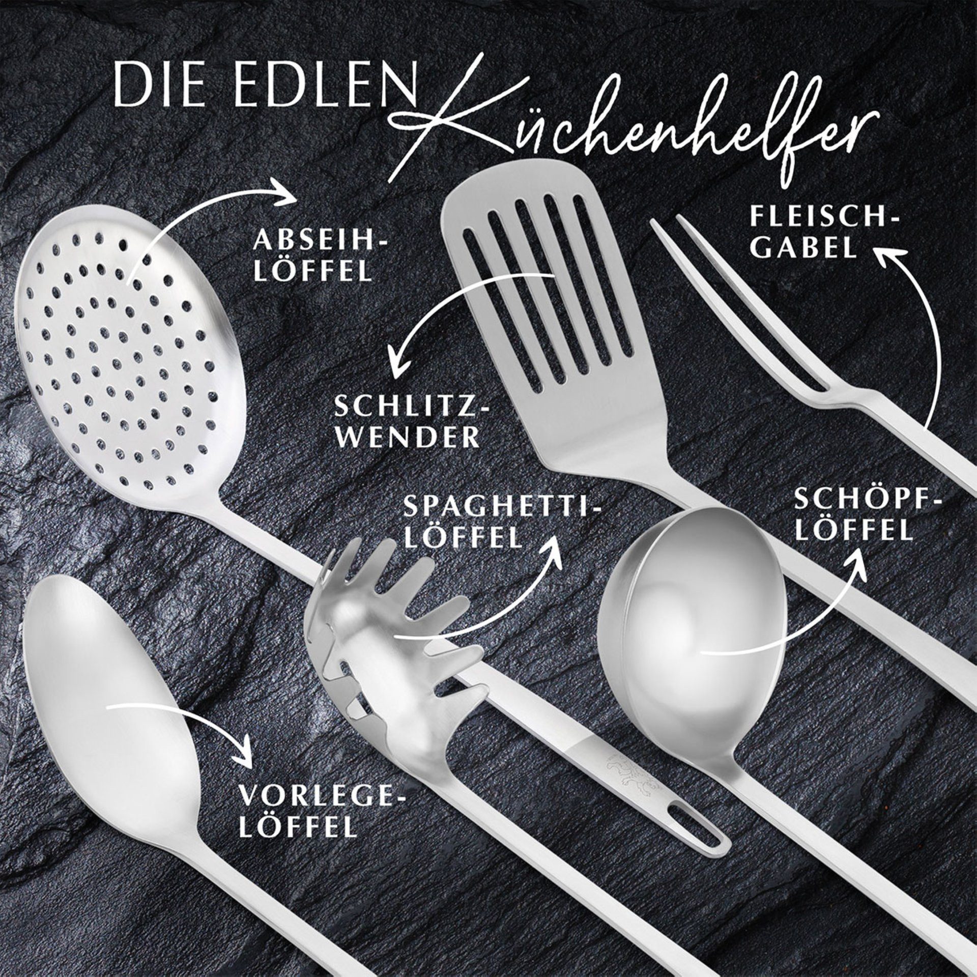 Stanley Rogers Kochbesteck-Set Küchenhelfer-Set Edelstahl spülmaschinenfest