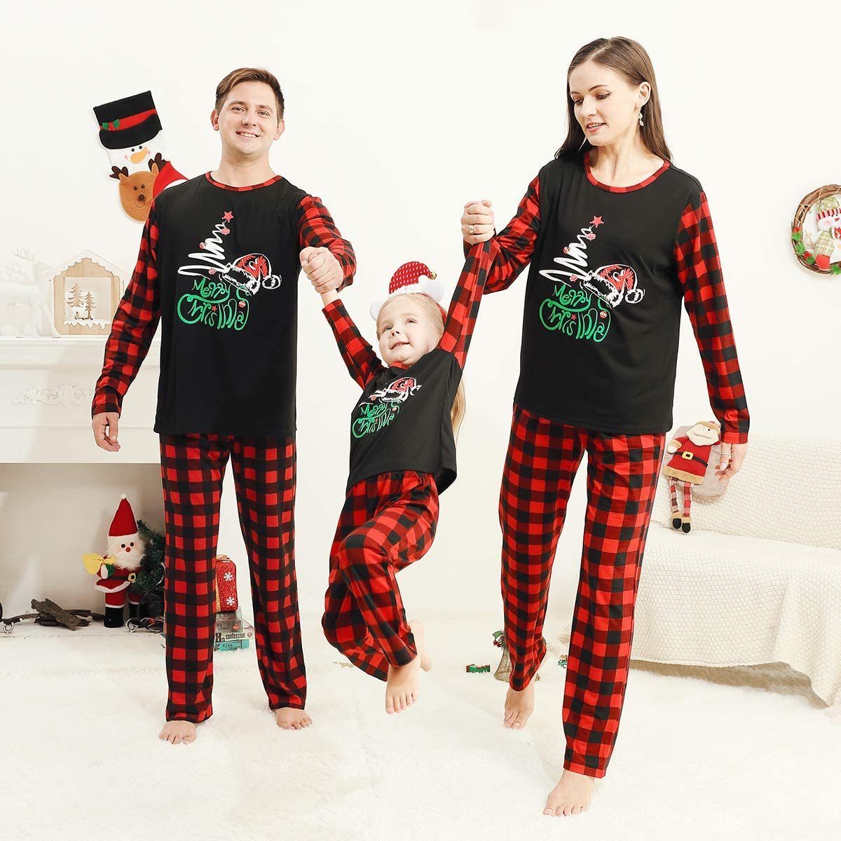 Mmgoqqt Nachthemd »Weihnachten Familie Pyjamas Weihnachten gefüttert Plüsch  thermische Pyjamas Pyjamas Morgenmantel, Tartan Pyjamas, Vater L« online  kaufen | OTTO