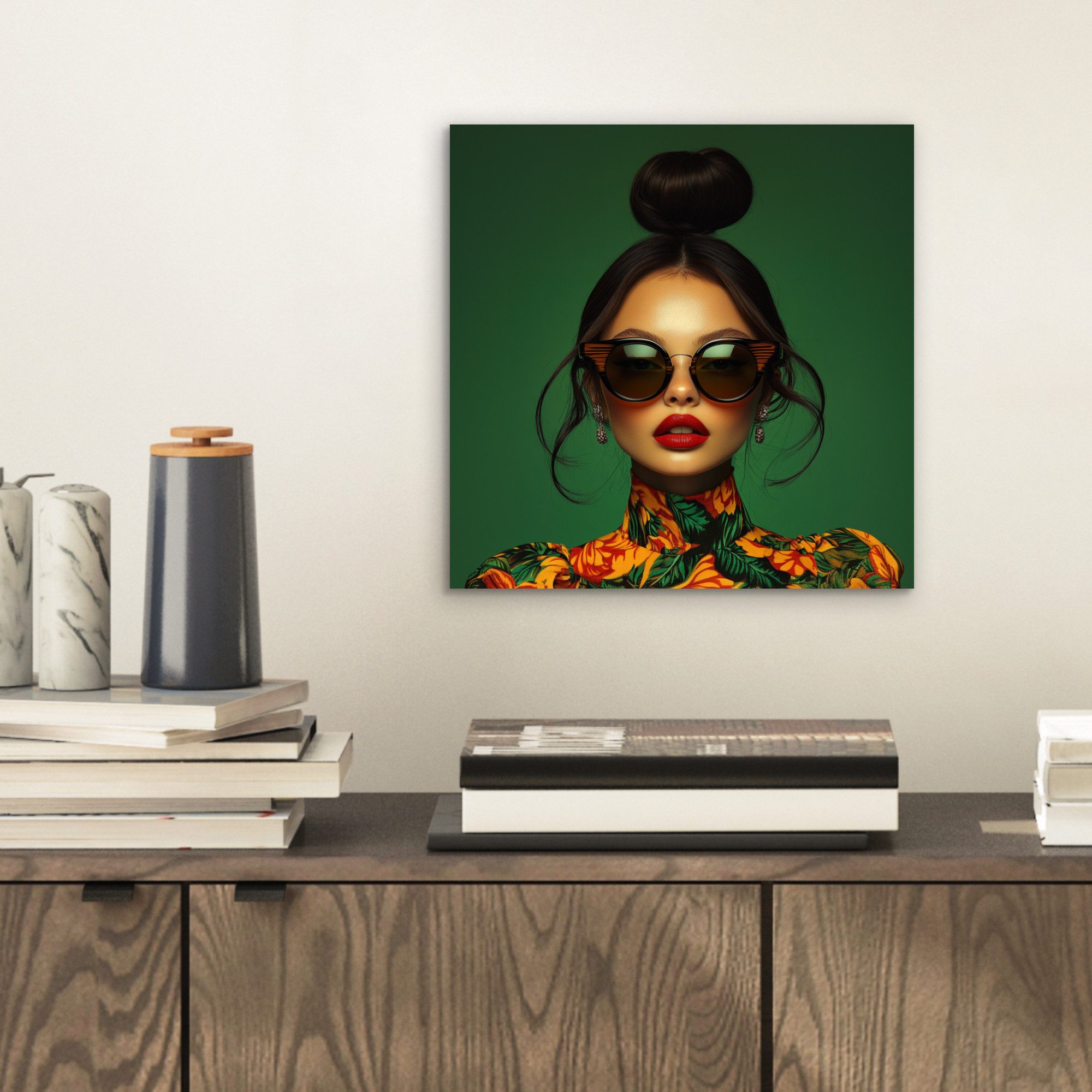 MuchoWow Metallbild Frau - Grün - günstig online kaufen