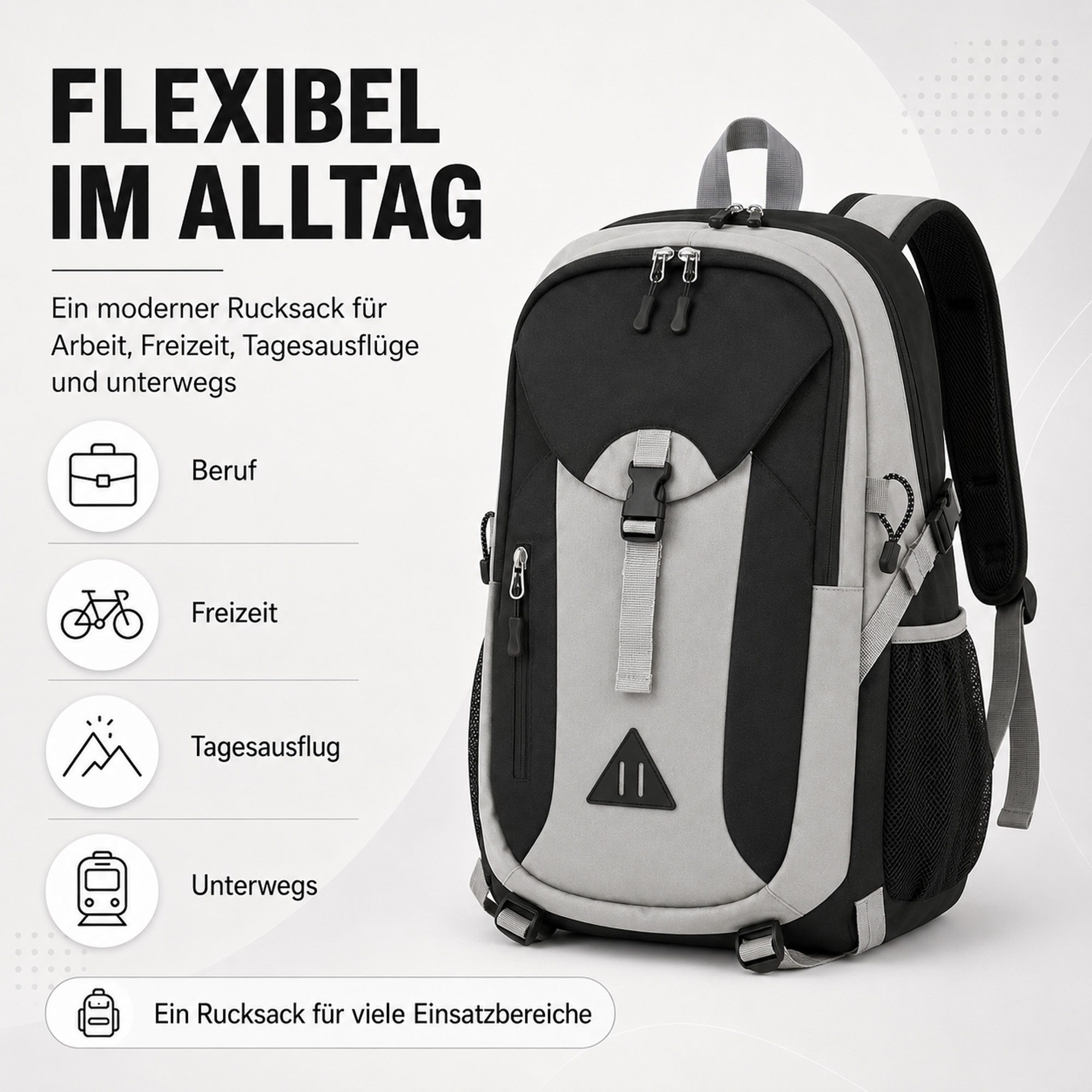 HELLSER Freizeitrucksack Outdoor Rucksack 30L für Wandern, Freizeit & Ausflüge, Wasserabweisend, gepolstert, 52x32x20cm