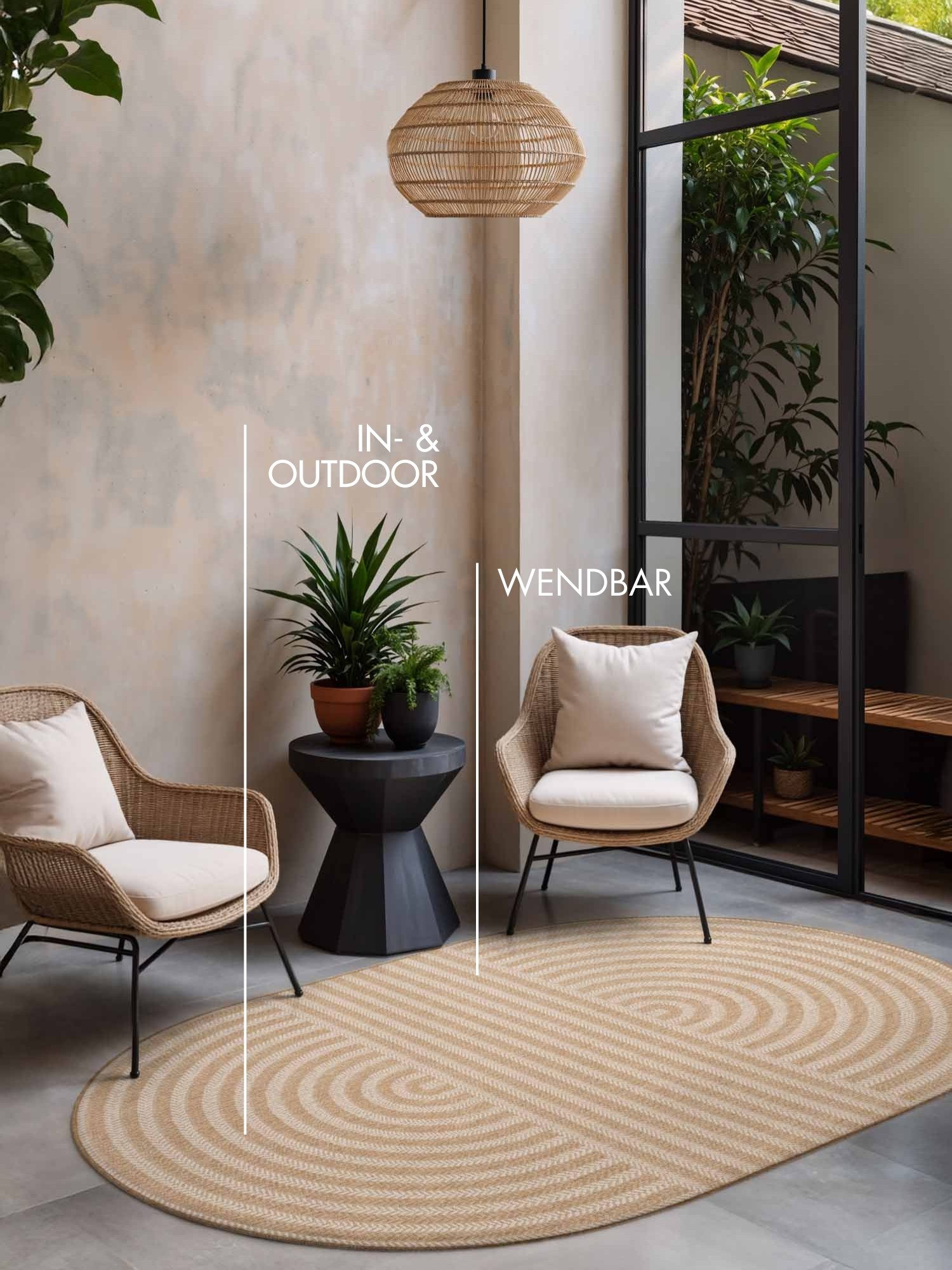 Ted Baker Teppich Woodfield, Wendeteppich, oval, Höhe: 8 mm, Designteppich, Wetterfest, Pflegeleicht, Modern, Wohnzimmer, Terrasse