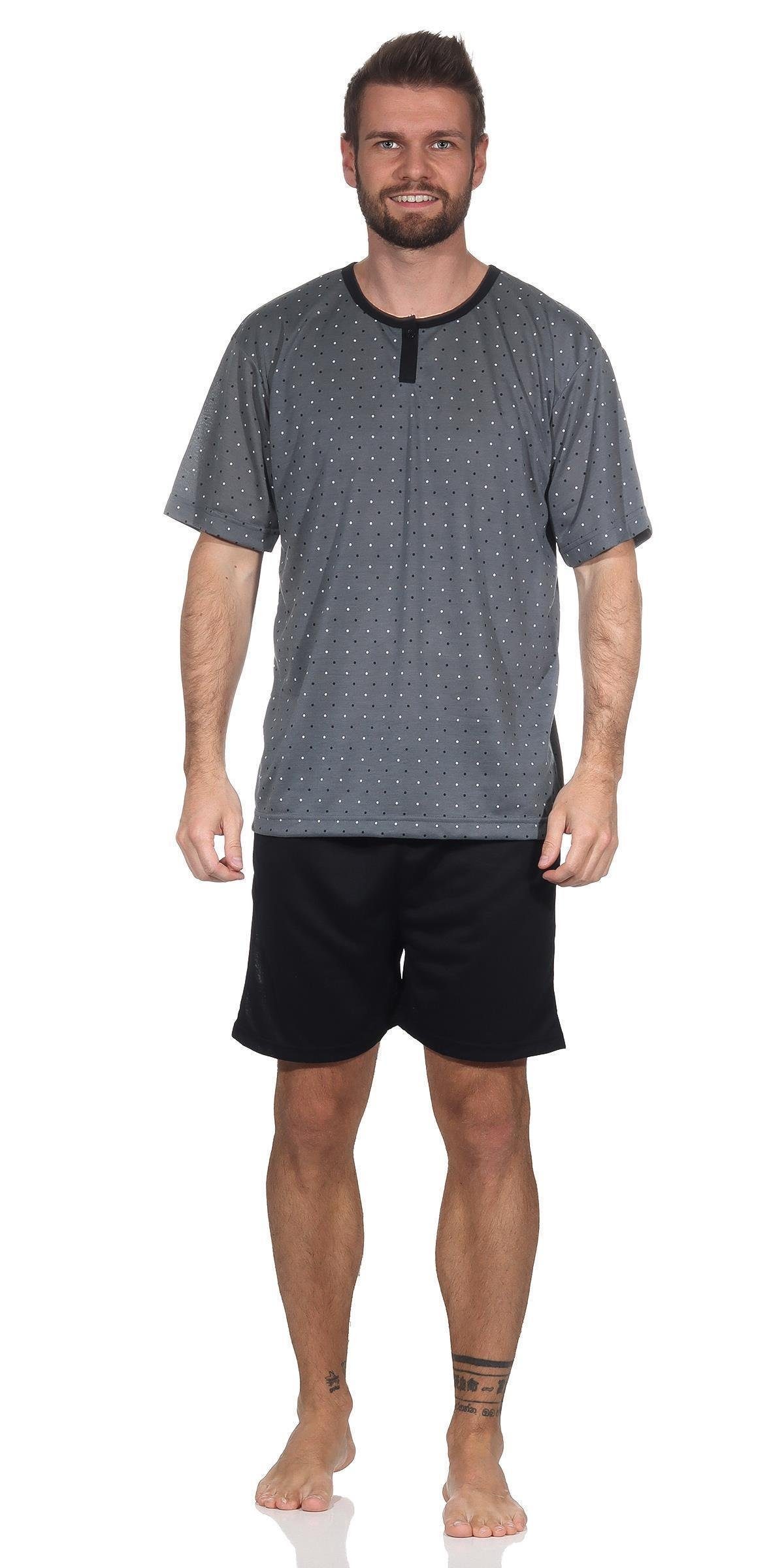 EloModa Capri-Pyjama Herren Pyjama Short und T-Shirt Schlafanzug, Gr. M L XL XXL (2 tlg) Dunkelgrau