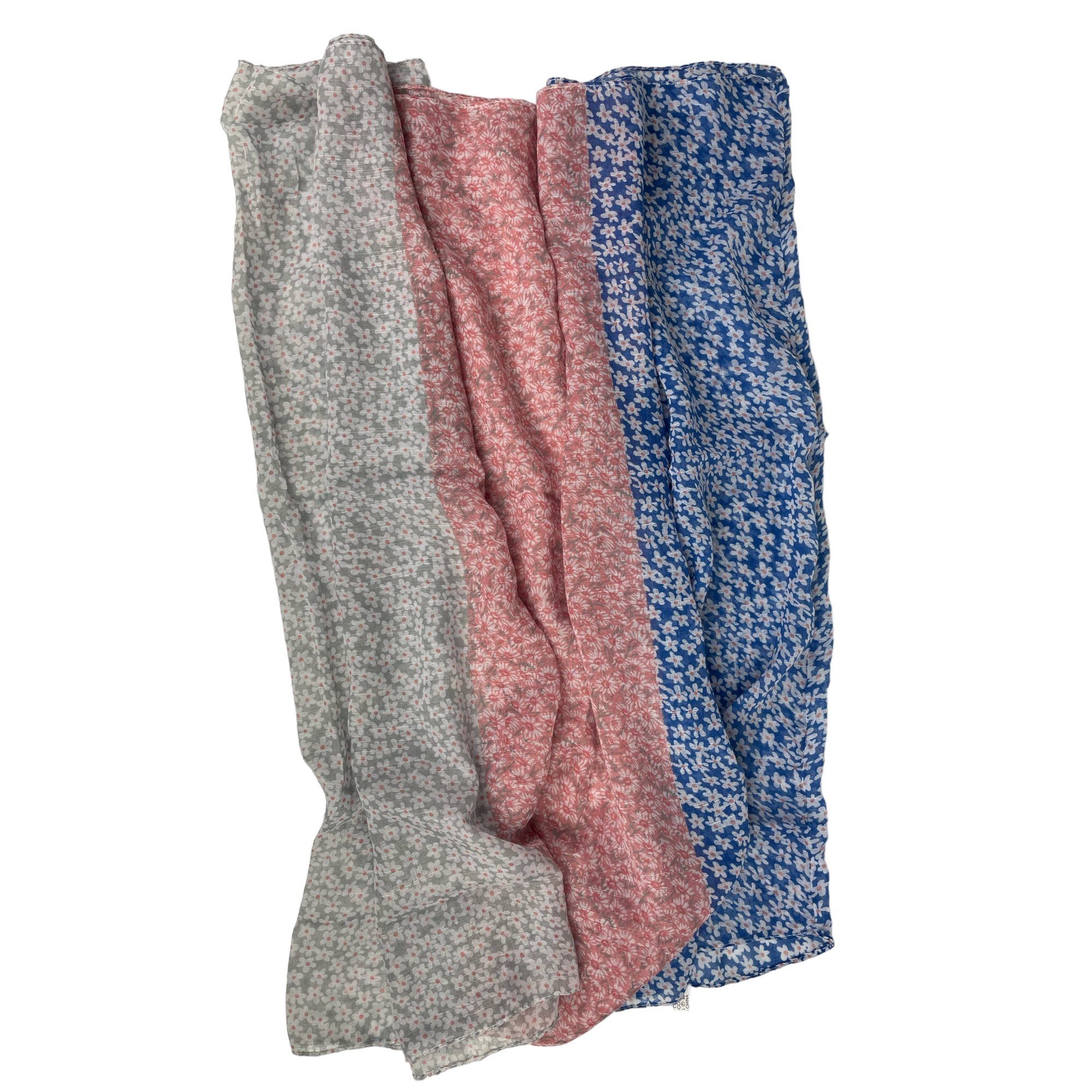 rosa/blau/grau mit vintage Loop modern Taschen4life & Damen Schal, leichter Streublümchen, Loop