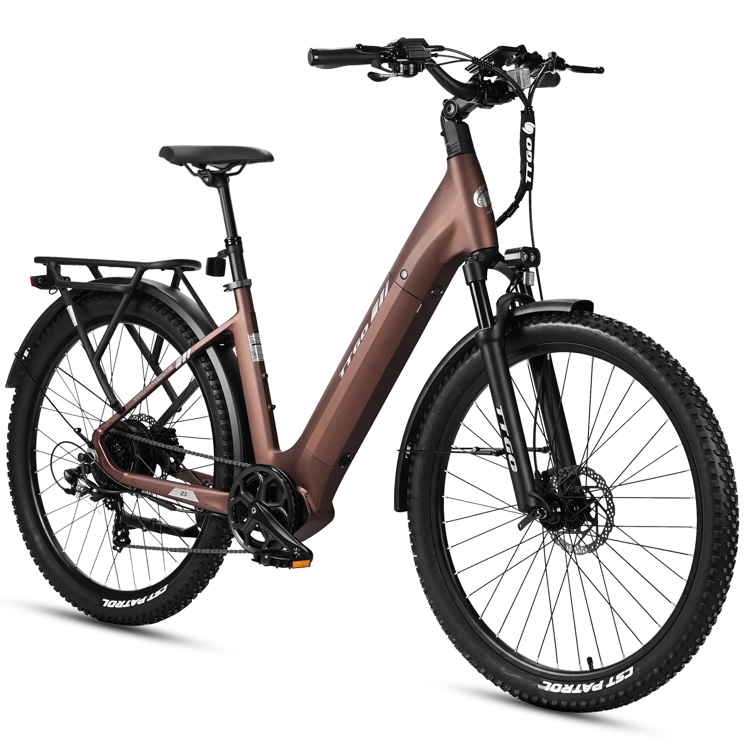 TTGO E-Bike Cityrad 28 Zoll, 70Nm Hinterradmotor, 120km, Z3, für Damen und Herren, 7 Gang SHIMANO, Kettenschaltung, Heckmotor, 720 Wh, 5 Stufen, LCD-Farbdisplay, Federsattelstütze, Elektrofahrrad, Pedelec