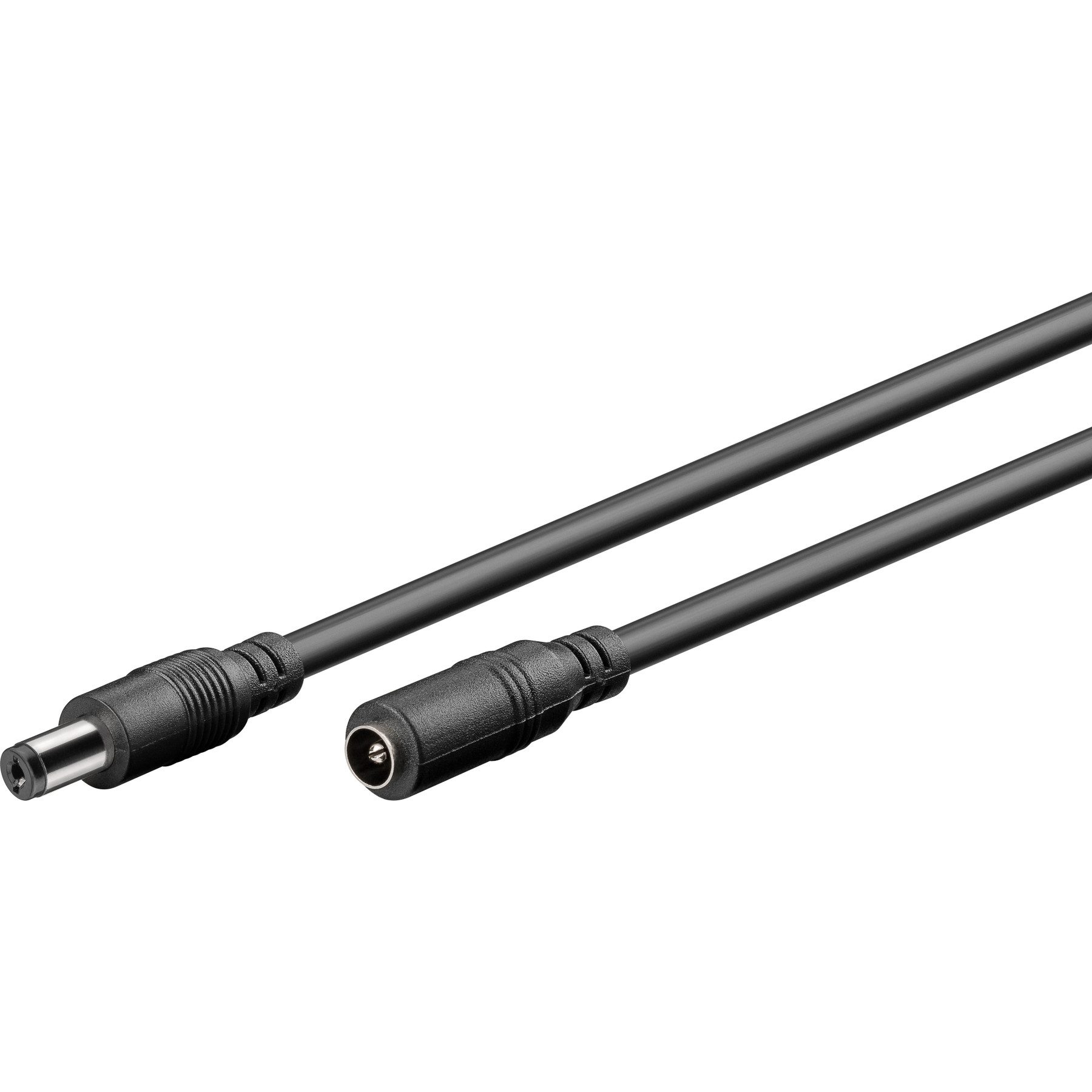 Goobay GOOBAY DC-Adapterkabel 2,1 mm, DC-Stecker auf DC-Kupplung, schwarz, 5 Verlängerungskabel