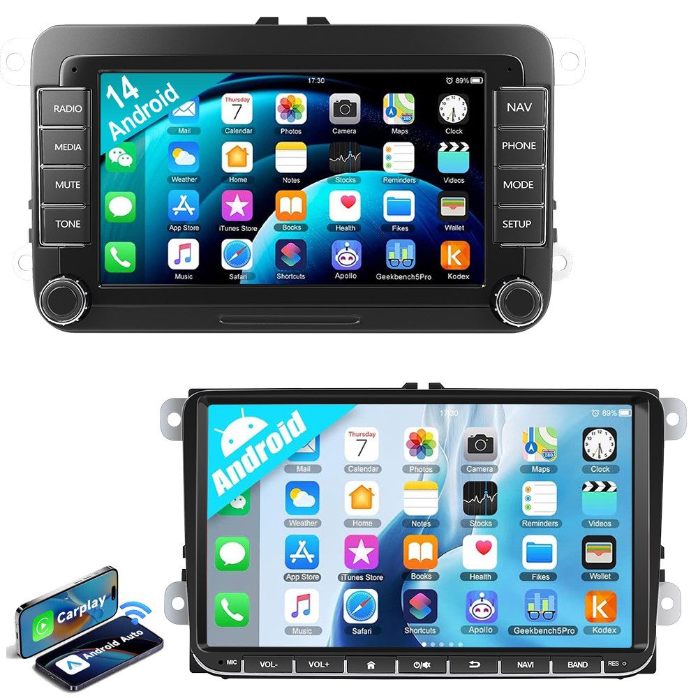 7/9" Android14 Für VW GOLF 5 6 Touran Polo Passat Caddy Seat Skoda EOS Autoradio