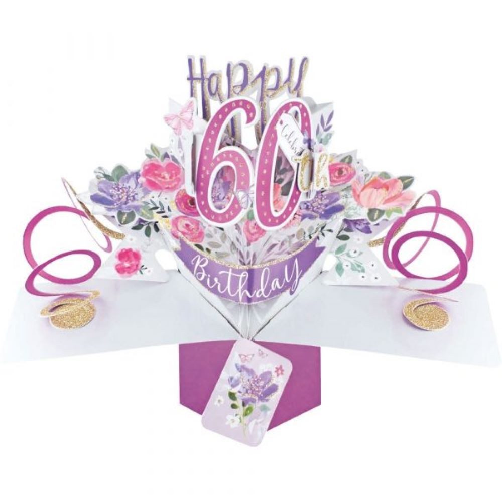Grußkarten Grußkarte PopUp 'Happy 60th Birthday' Blumen