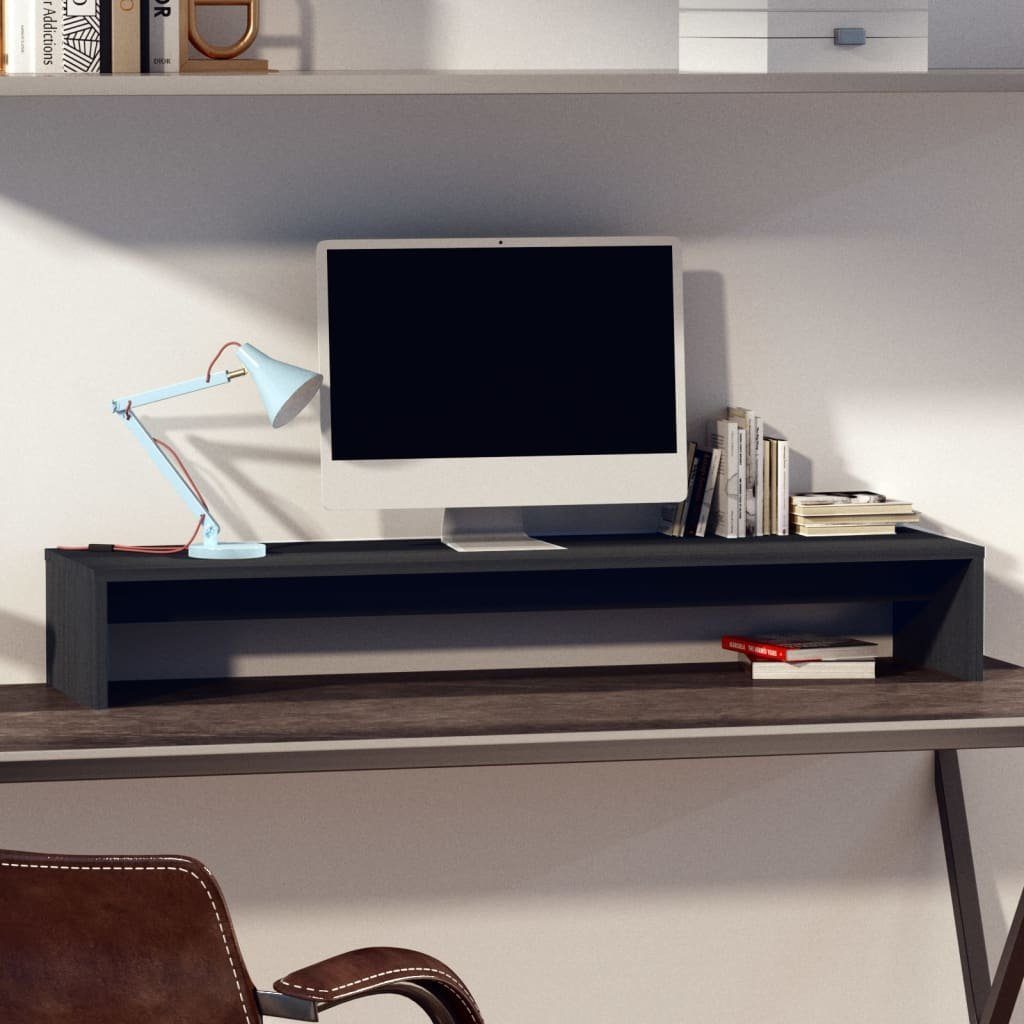 furnicato TV-Schrank Monitorständer Grau 100x27x15 cm Massivholz Kiefer