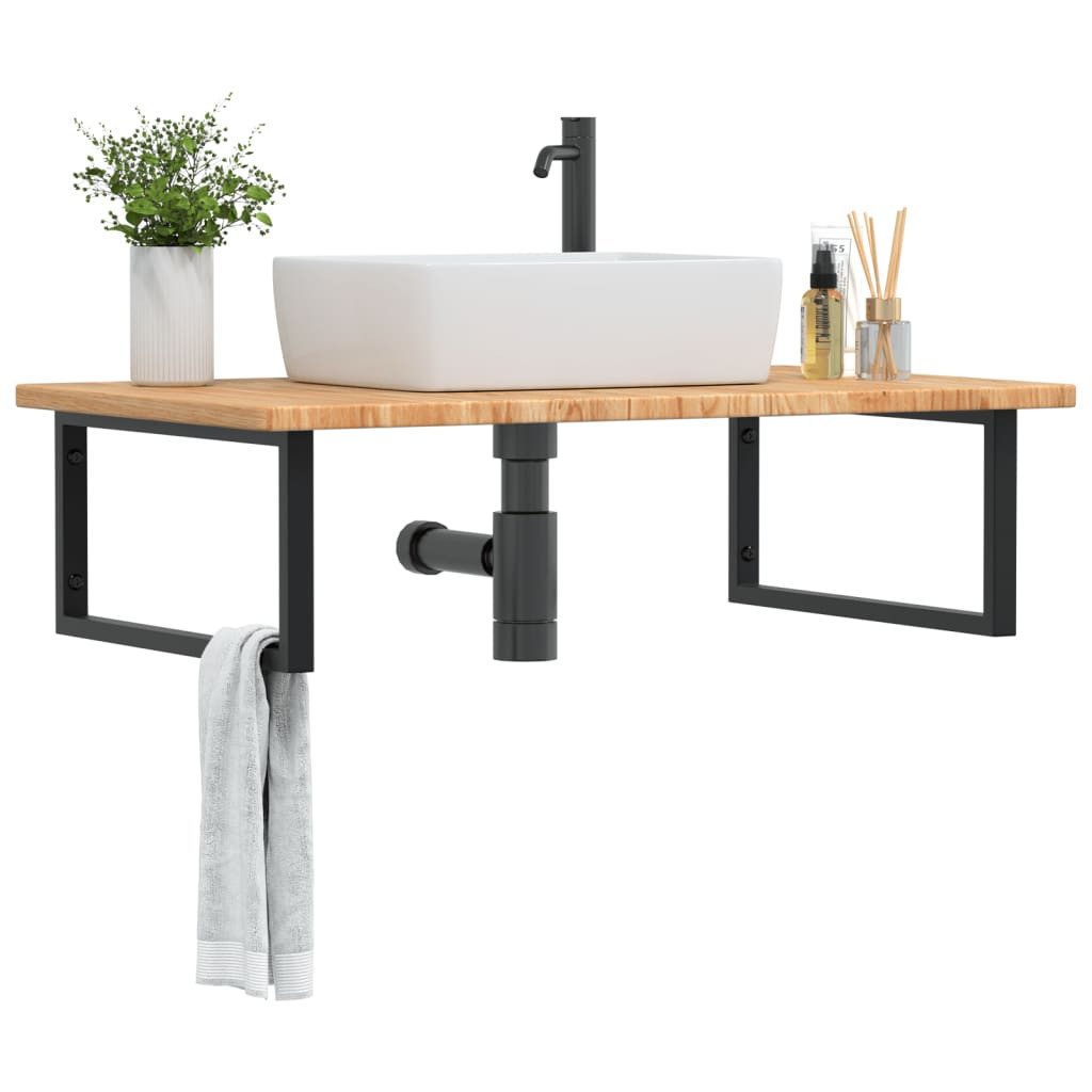vidaXL Badezimmerspiegelschrank Waschtischplatte mit Halterung Stahl und Massivholz Eiche (1-St)