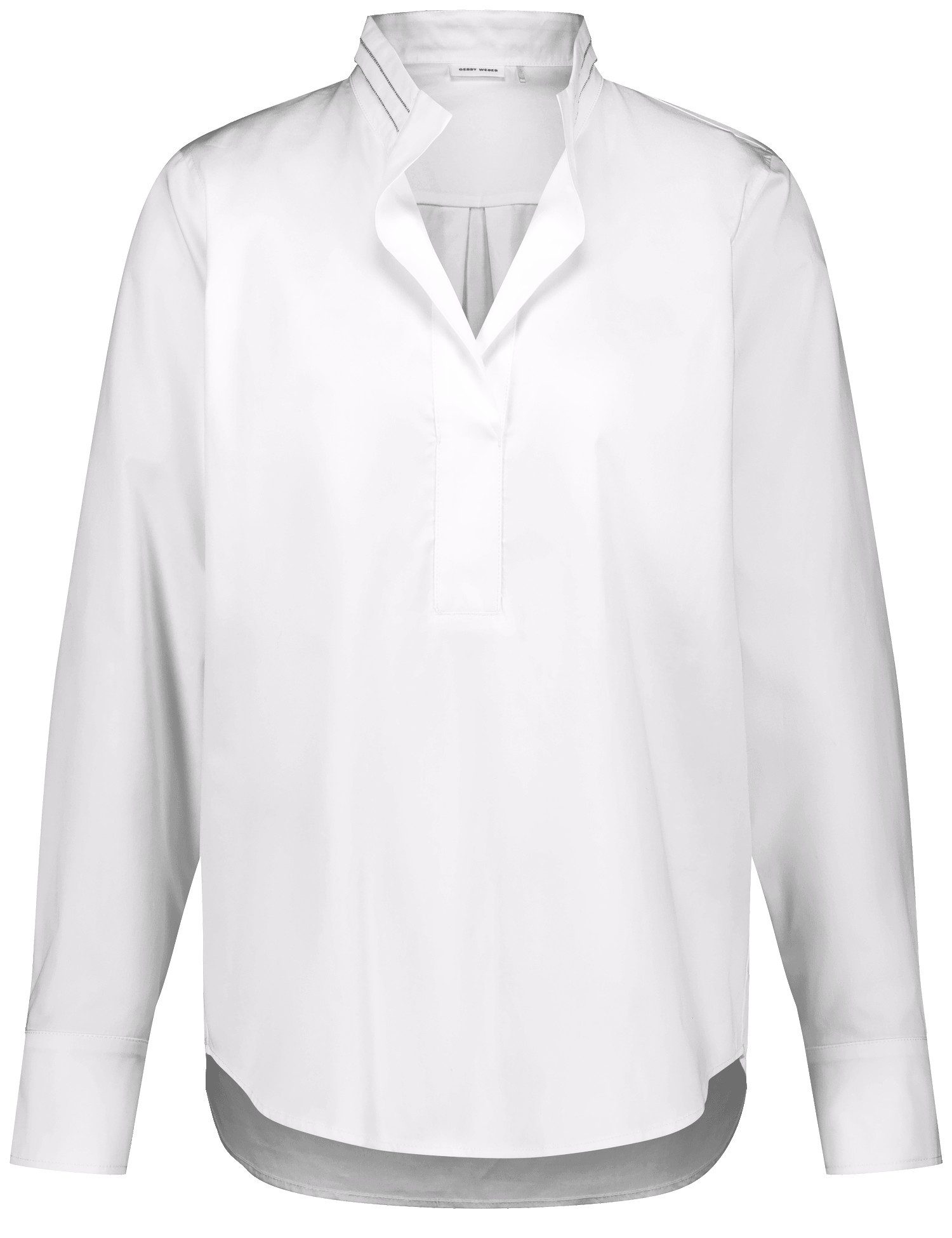 Klassische Bluse Baumwollbluse mit dekorativem Stehkragen