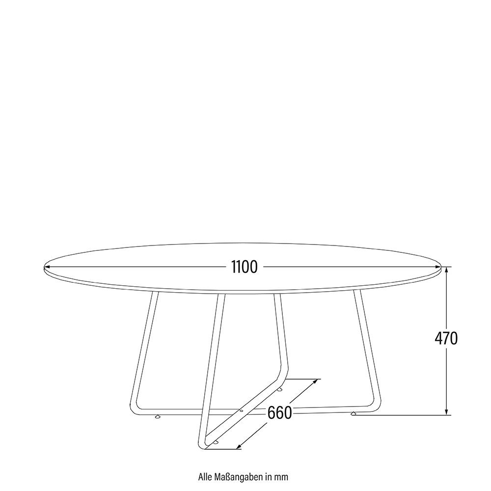 HOME DELUXE Couchtisch Oval NOVARIS, 110 x 66 x 47 cm Wohnzimmertisch, Sofatisch