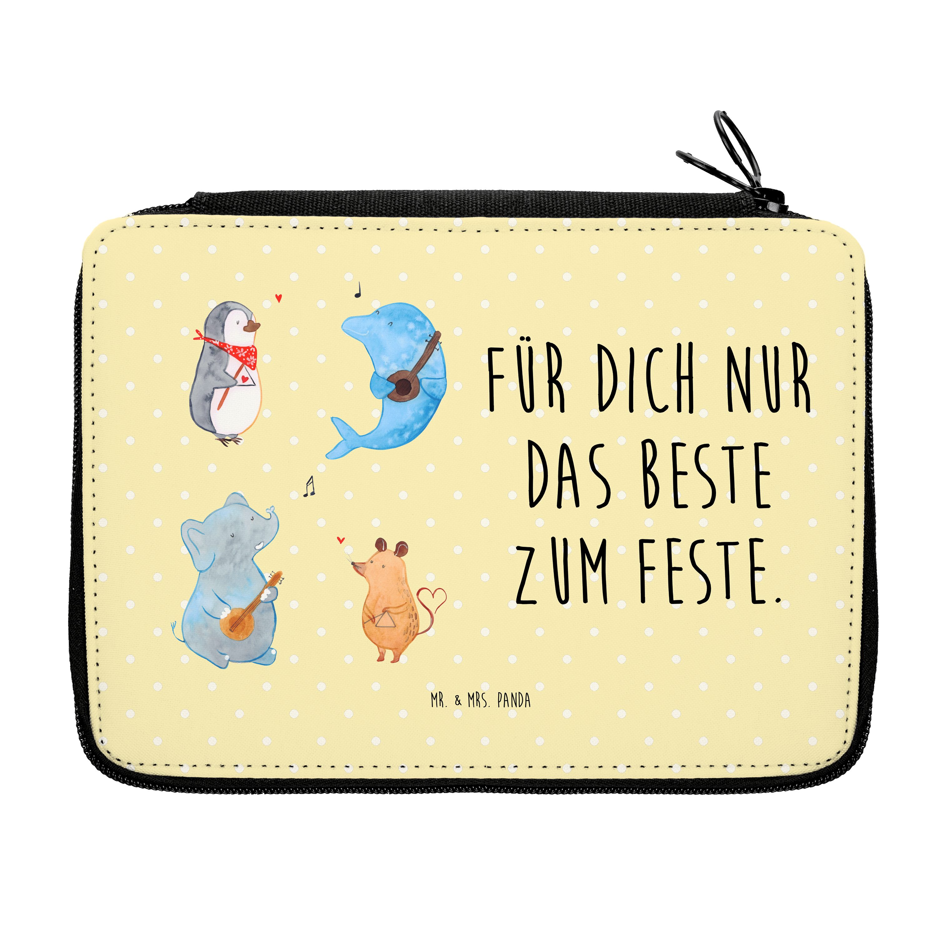 Mr. & Mrs. Panda Federmäppchen Big Band, Mäppchen, Gelb Pastell, Delfin, Pinguin, Schlampermäppchen, (Packung, 1-tlg)
