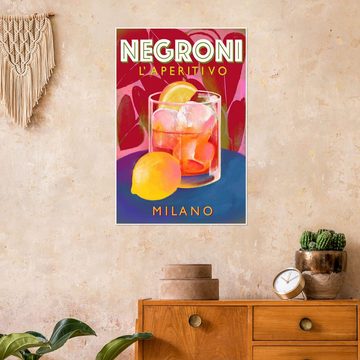 Posterlounge Poster ATELIER M, Negroni Aperitivo Milano, Italia, Küche Modern Malerei