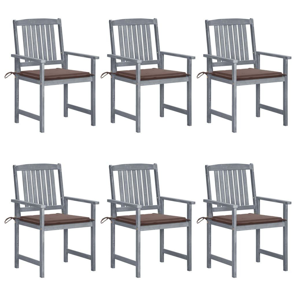 Gartenstuhl Gartenstühle mit Kissen 6 Stk. Massivholz Grau