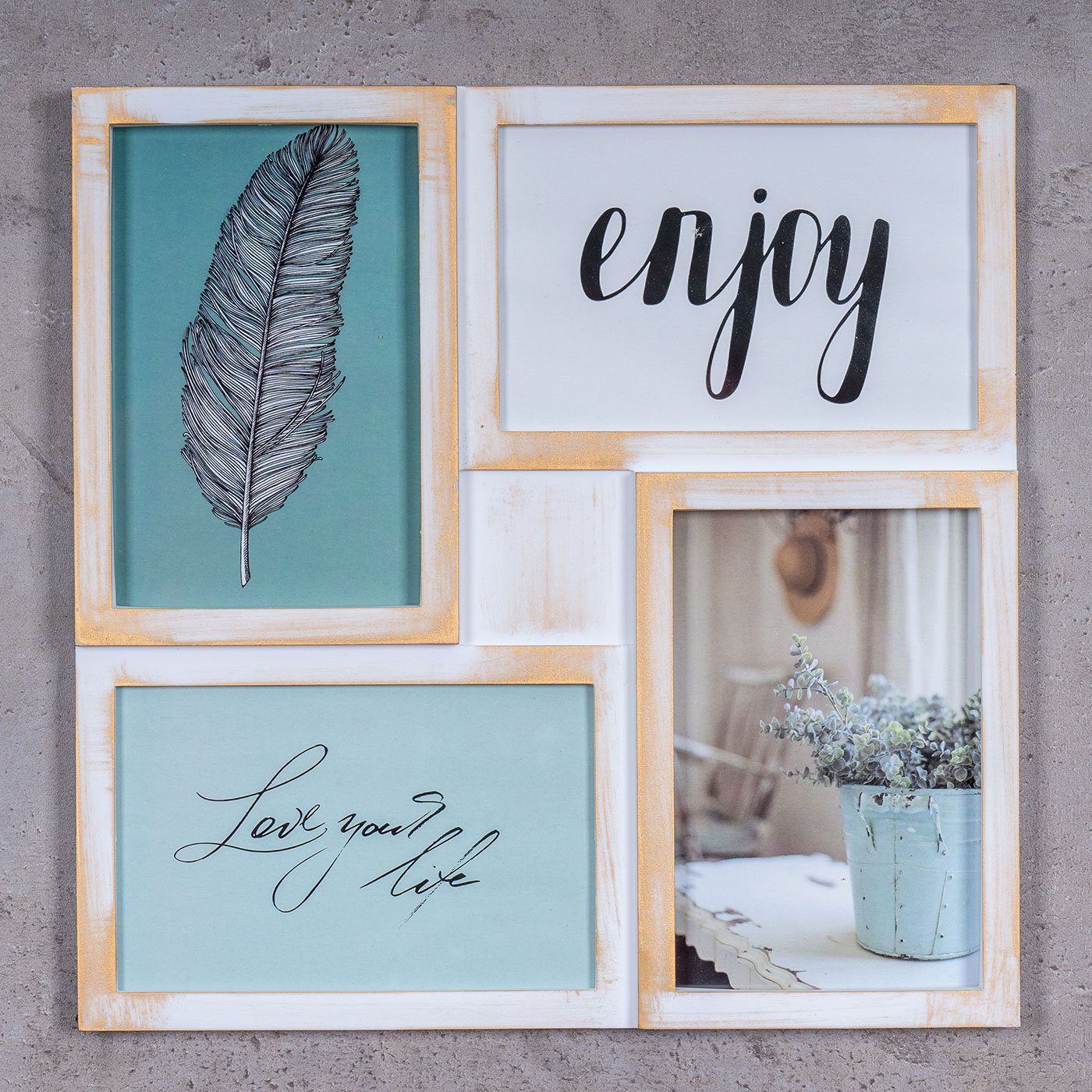 Levandeo® Bilderrahmen Collage, Bilderrahmen 4 Fotos 10x15cm Foto Aufstelle günstig online kaufen