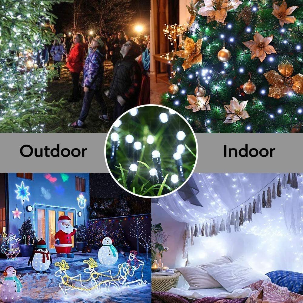 Sunicol LED-Lichterkette USB Lichter Party Innen, 8 Weihnachtsbaum Modi, Außen Deko, Beleuchtung Wasserdicht, Garten Warmweiß/Weiß/Mehrfarbig/Blau mit Timer