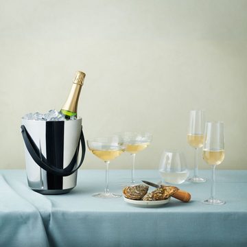 Rosendahl Wein- und Sektkühler Grand Cru; Champagnerkühler in Silber aus poliertem Edelstahl mit Henkel aus Leder; Flaschenkühler