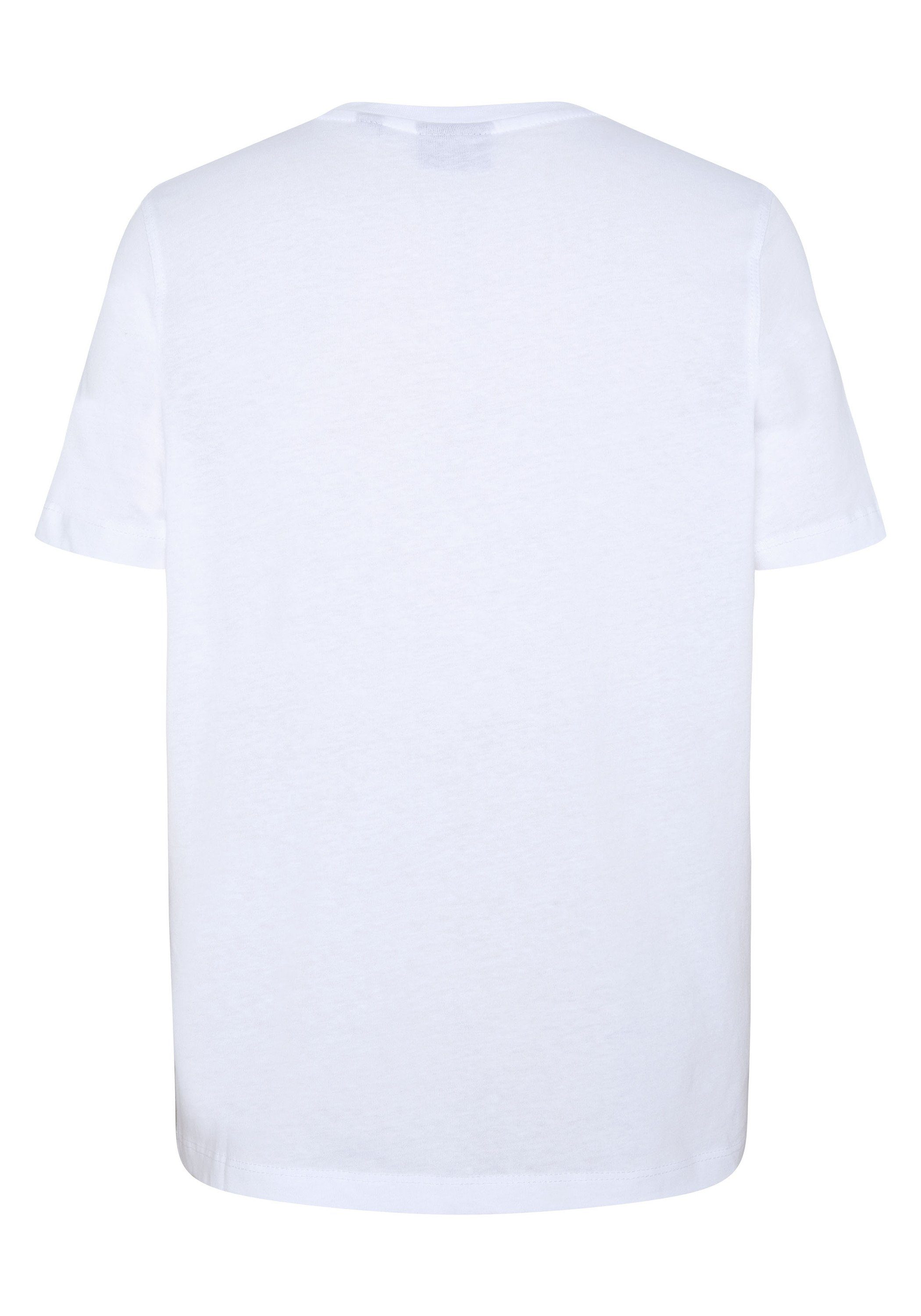 White Print-Shirt Baumwolle aus reiner Polo Sylt 11-0601 Bright