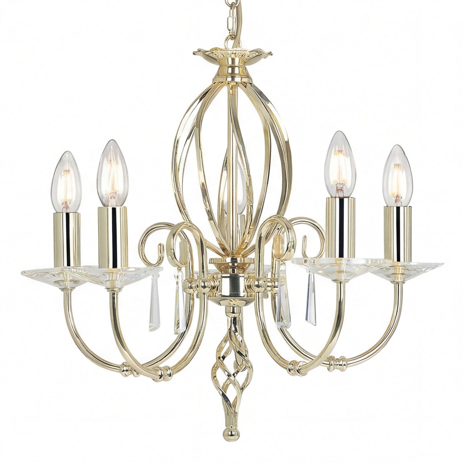 Licht-Erlebnisse Kronleuchter CANDELA, ohne Leuchtmittel, Hängelampe E14 Messing Metall Klassisch Hängeleuchte Esszimmer