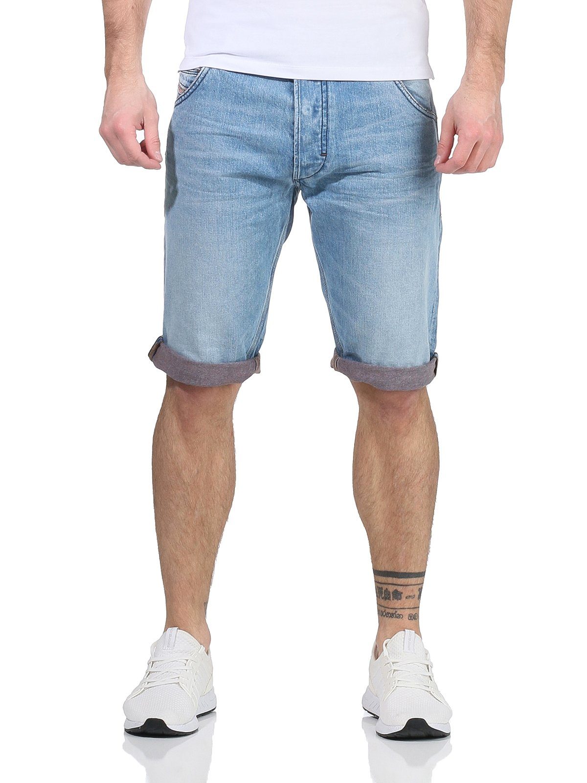 Shorts, dezenter Jeansshorts Diesel kurze Kroshort Herren Shorts R18K5 Jeans Hose Used-Look Hellblau RG48R